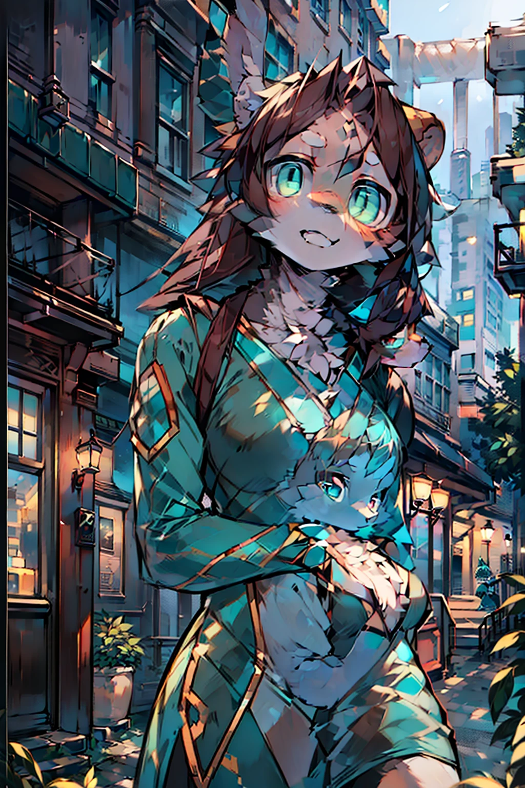 ((Realistic lighting, Best quality, 8K, Masterpiece: 1.3)), Focus: 1.2, 1girl, Perfect Body Beauty: 1.4, Slim Abs: 1.1, ((Dark Brown Hair)), (Aqua Dress: 1.4), (Outdoor, Night: 1.1), City Street, Super Fine Face, Fine Eyes, Double Eyelids,
