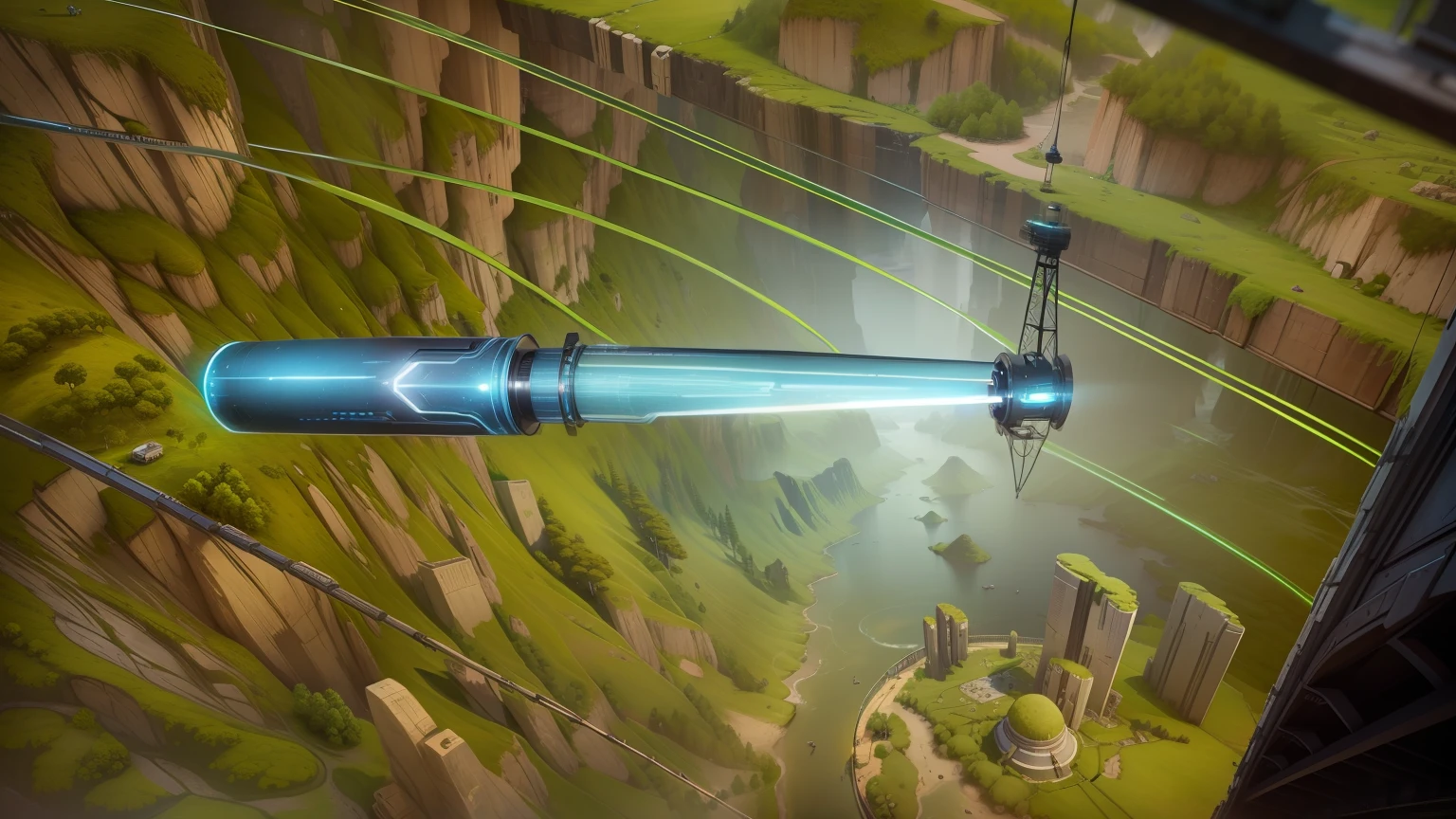 Realistic landscape sci-fi coll op stil game pen