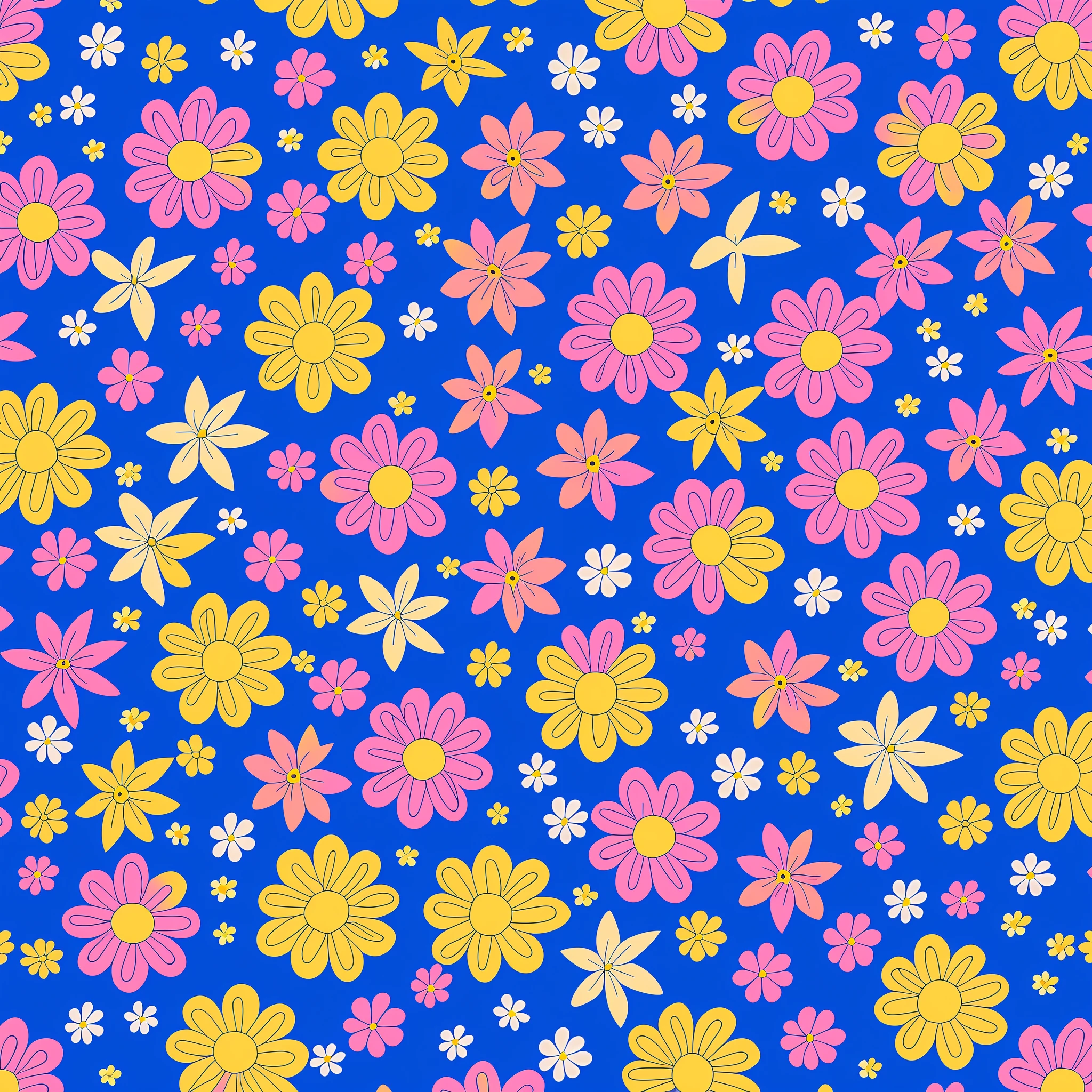 flowers and birds pattern colorful drawing