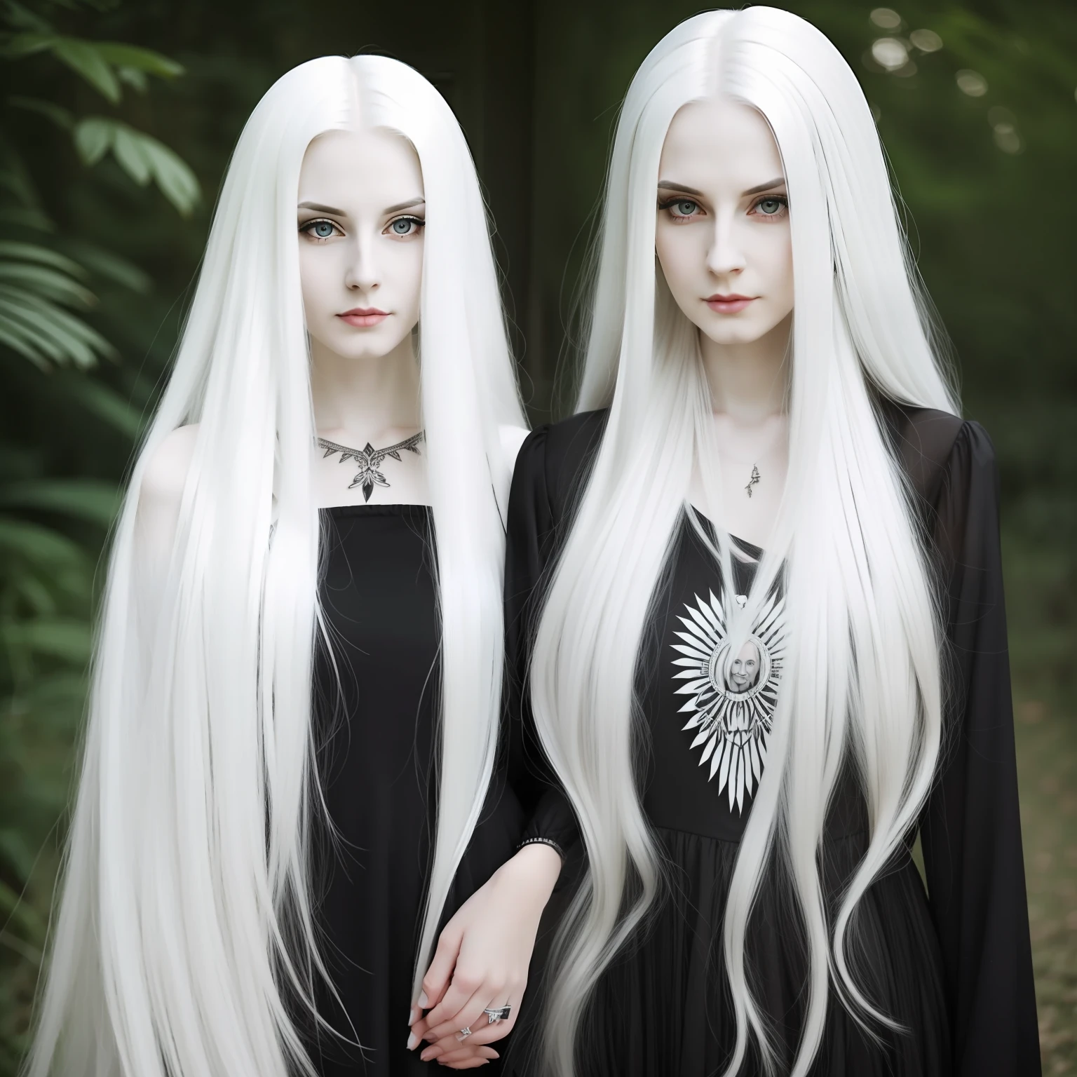 a woman with long white hair and a black dress, pale goth beauty, pale hair, with white long hair, with long white hair, intense white hair, extremely pale white skin, long straight silver hair, perfect white haired girl, white beautiful hair, her hair is white, white hair, long length slick white hair, long silver hair