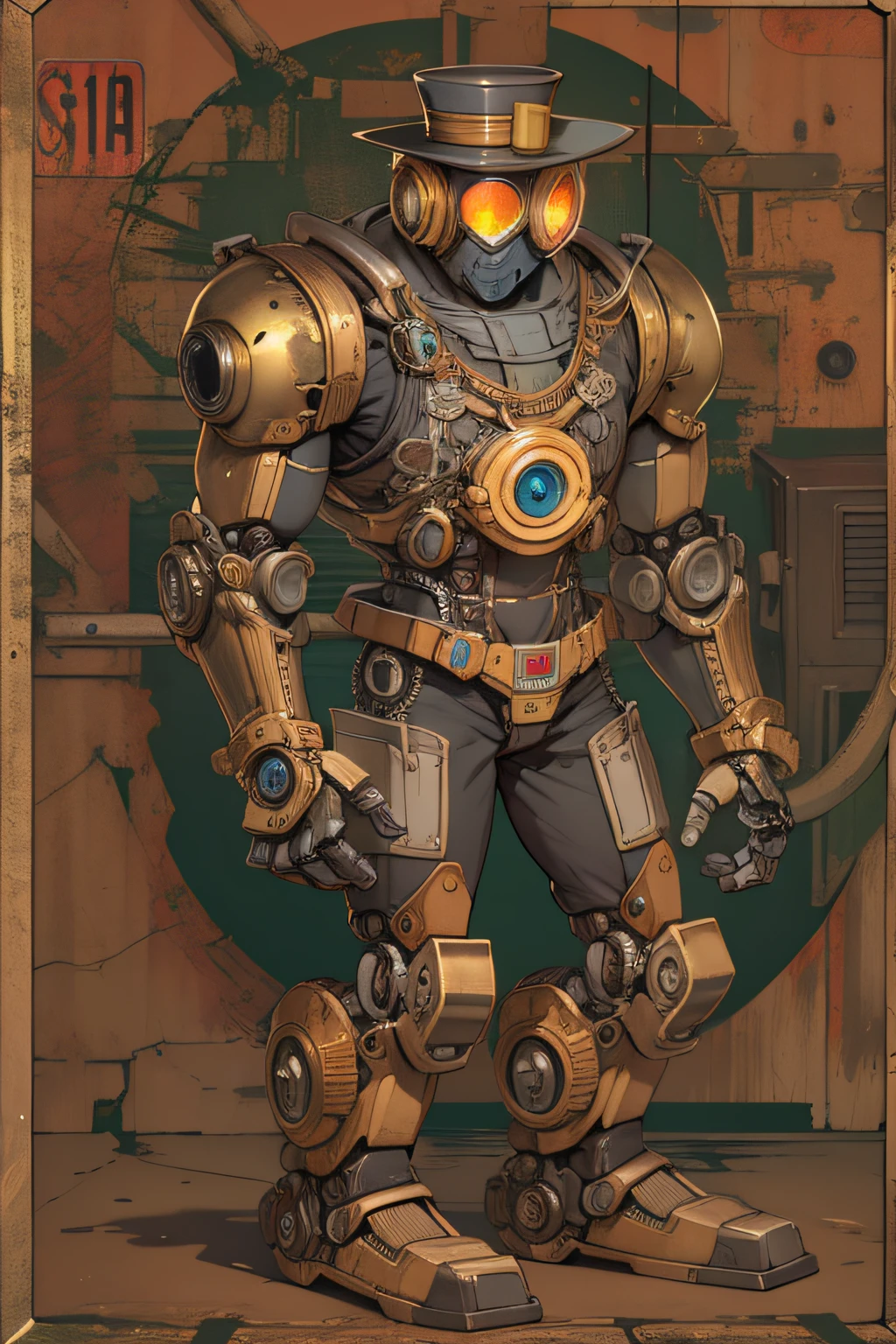 Steampunk style robot man