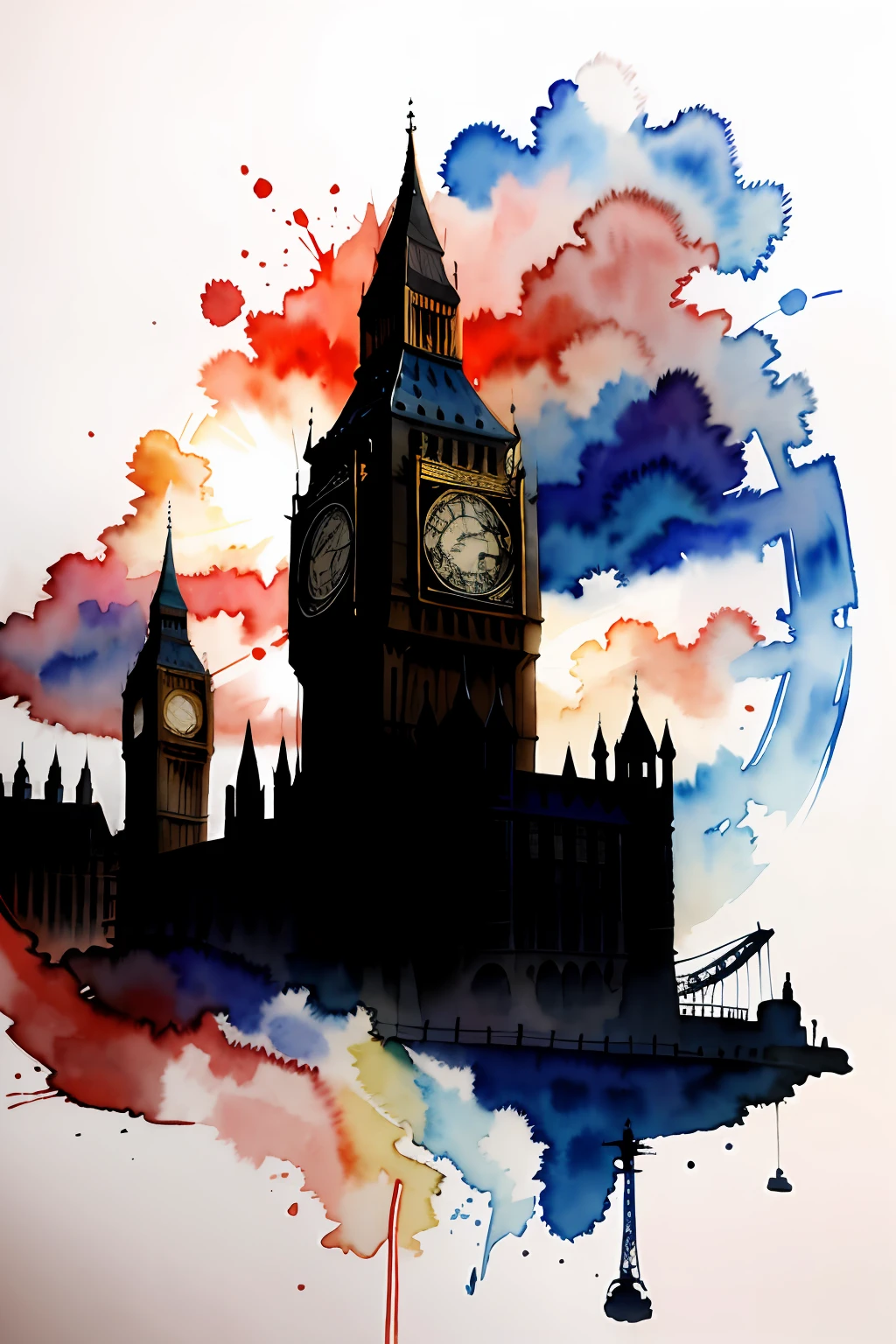 London、Silhouette Touch、watercolor paiting