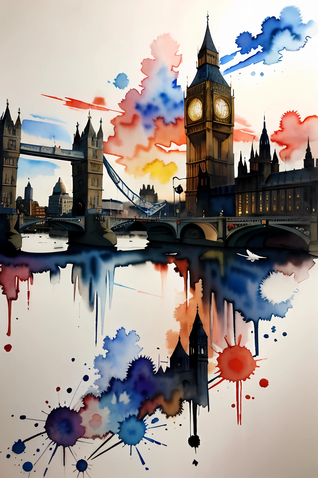 London、Silhouette Touch、watercolor paiting