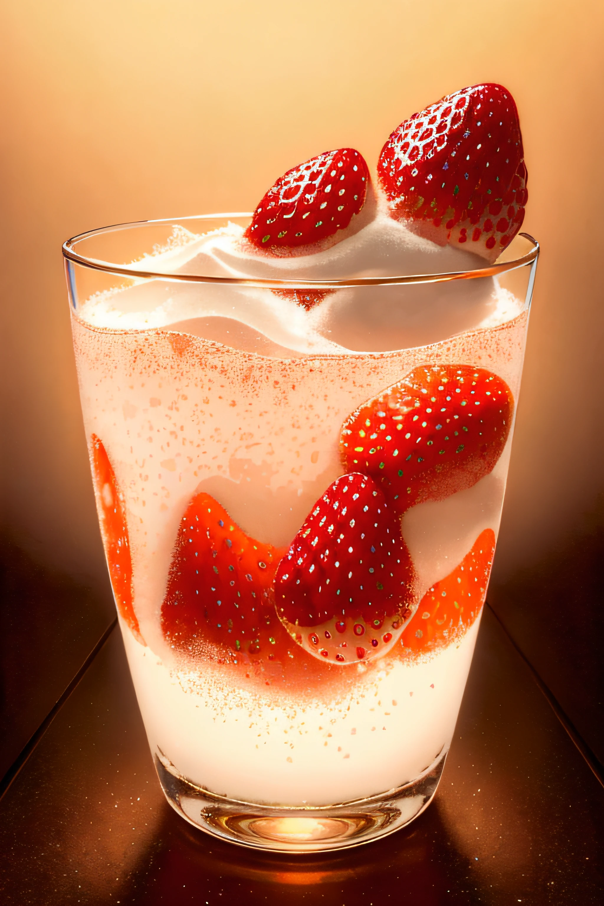 (Magical Photo:1.3) of (Realistic:1.3),(Energetic:1.3) product photography of a strawberries falling into a glass of milk, splash, intricate, epic,(by Artist RHADS:1.3),Highly Detailed,(Provia:1.3)
