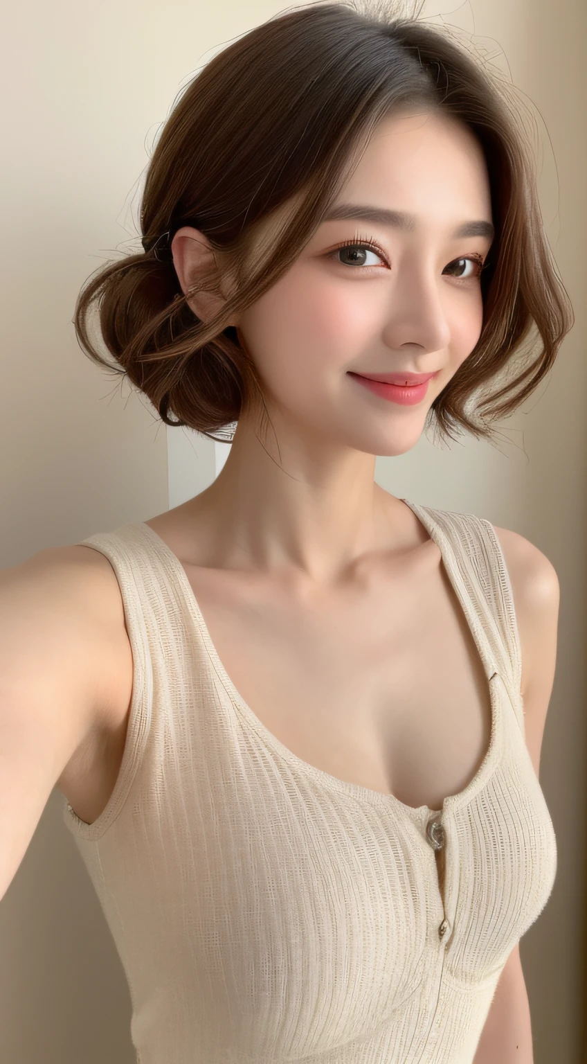 ((Best Quality, 8K, Masterpiece: 1.3)), 1girl, Slim Abs Beauty: 1.3, (Hairstyle Casual, Big Breasts: 1.2), Dress: 1.1, Super Fine Face, Delicate Eyes, Double Eyelids, Smile, Home