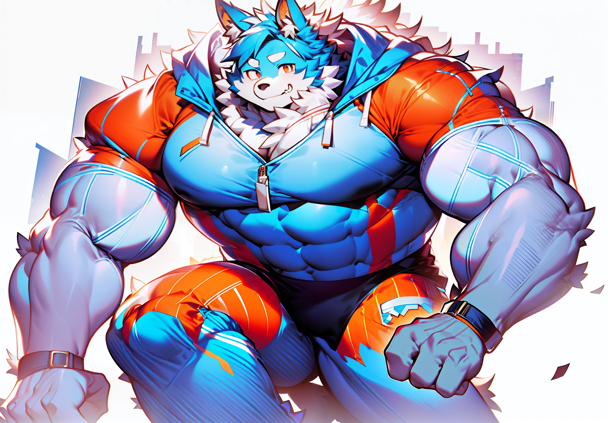 Pronounced abs,Orange striped pants