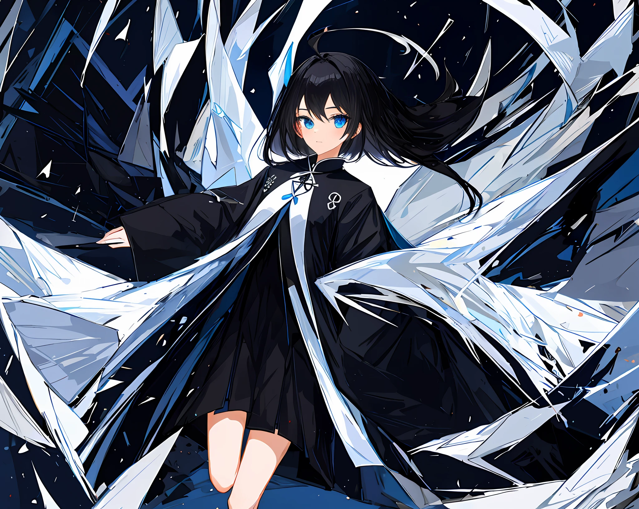 white backgrounid、girl with、1 girl in、witch clothing、Black witch clothes、Black hair、Long、full bodyesbian、heel