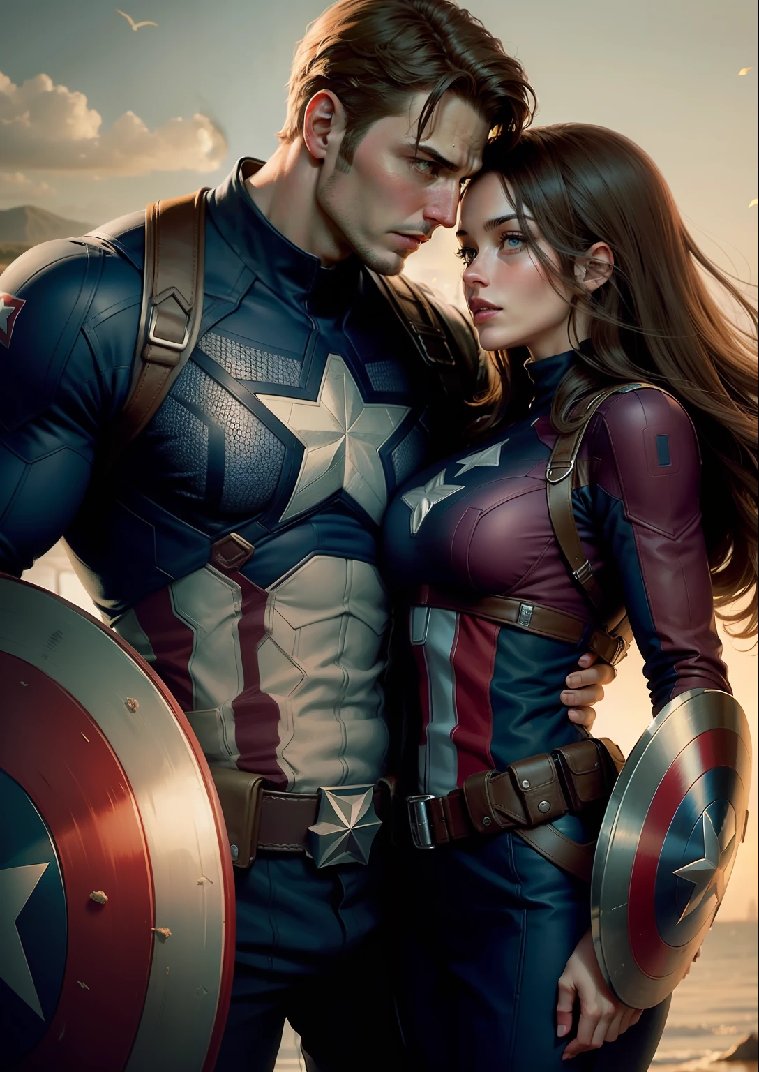 Captain America with his Beautiful wife,ultra quality, realistic