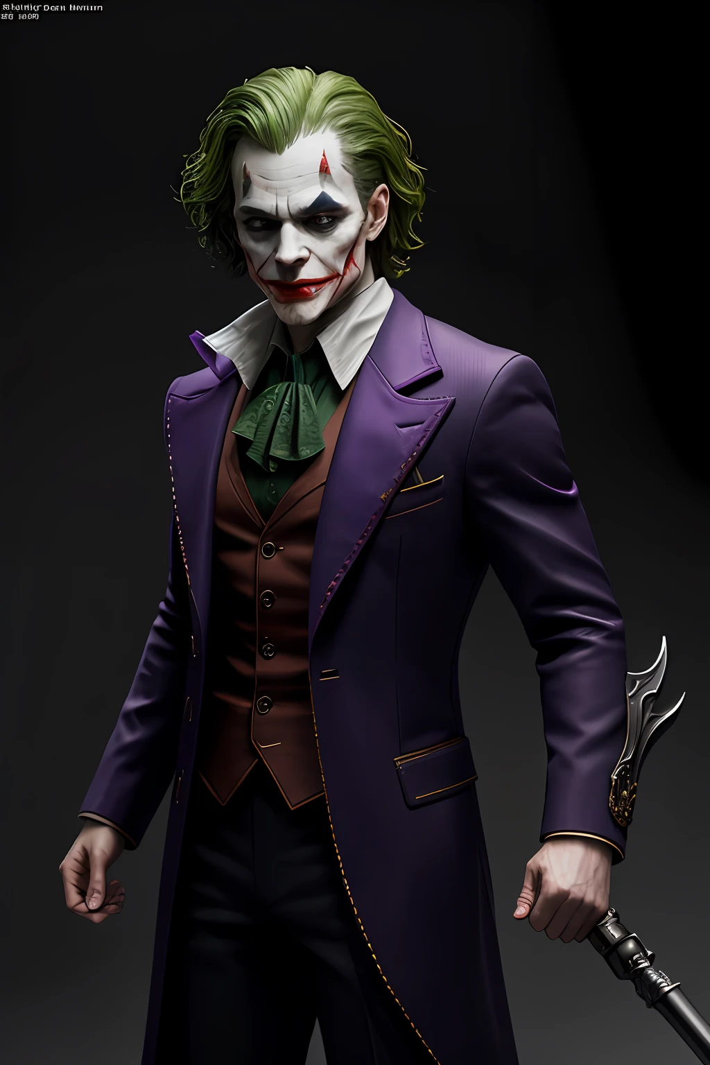 (8k, RAW photo, best quality, masterpiece:1.2), ultra detailed, official art, photo-realistic:1.37, upper body shot, DC Joker, film grain, action pose