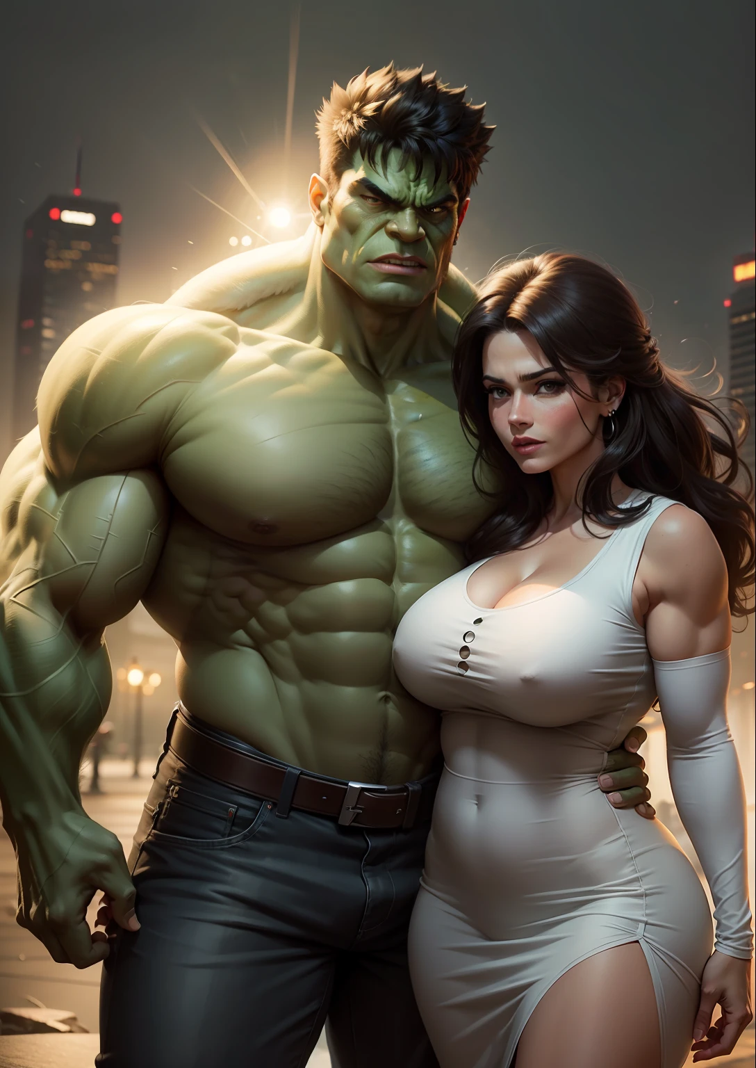 Hulk with his Beautiful wife,ultra quality, realistic