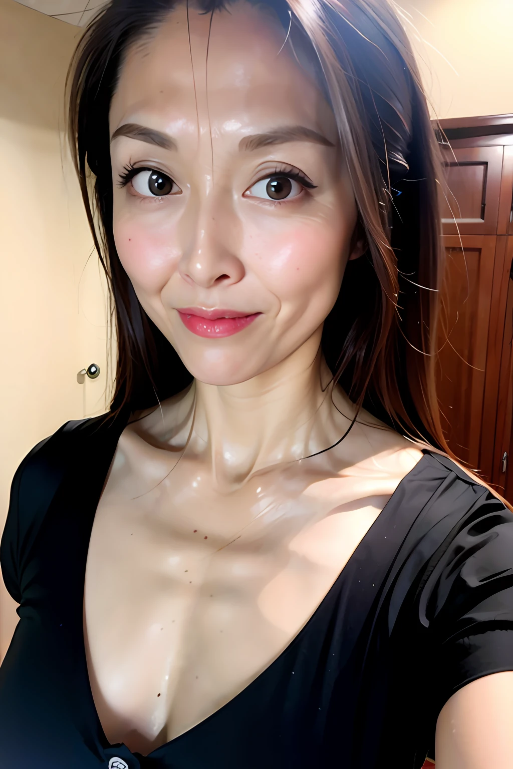 Random posture,1girl in,Seduce, Beautiful breasts, Lips, Realistic, Photo_\(Medium\), Solo, (masutepiece),(Photorealistic:1.3), Ultra-detailed, (High detailed skin:1.2),(Best Quality:1.0), (超A high resolution:1.0), (ulzzang-6500:0.3), Beautiful and clear eyes, delicate necklaces,Sunshine, (Beautiful detailed makeup), (sexually aroused blushing heavy breathing:1.0), (soft glow bloom:0.5), Mole under the eyes,fold your arms behind head:1.2