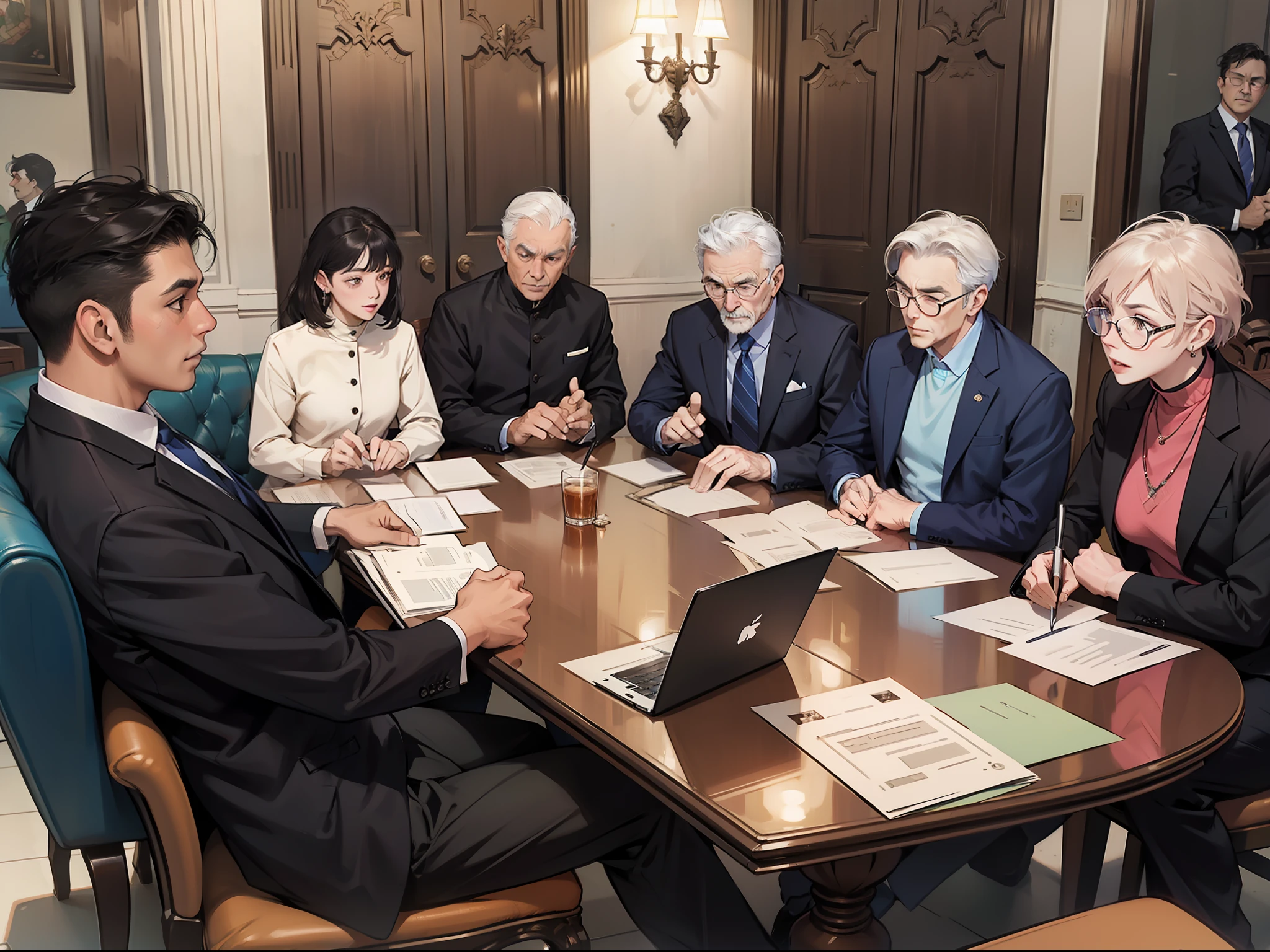 Middle-aged people in the national government meet to discuss issues