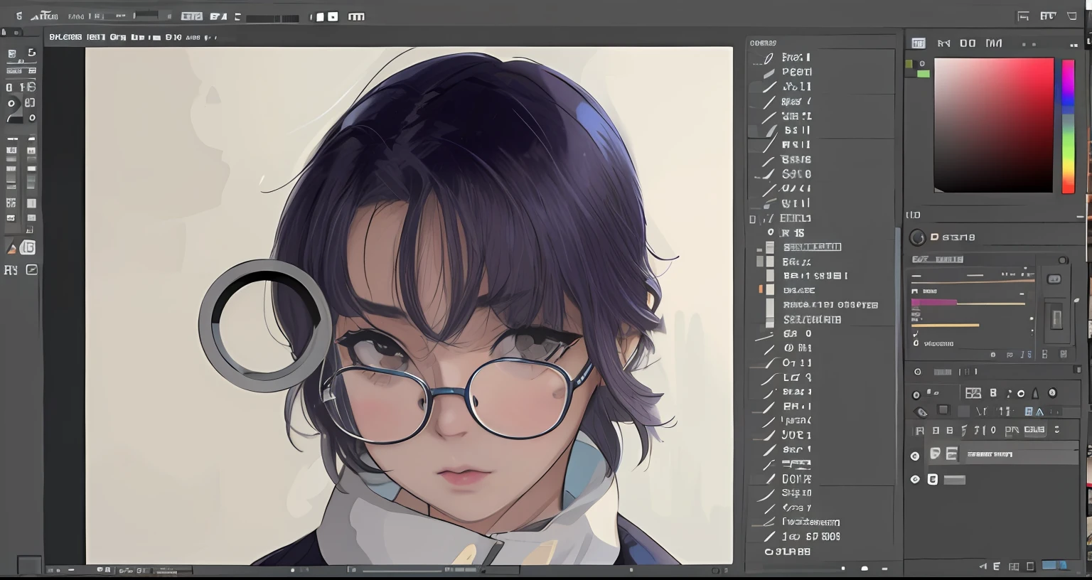 Close-up of a girl with a pair of glasses on her face, Anime style mixed with Fujifilm, Retouch in Photoshop,