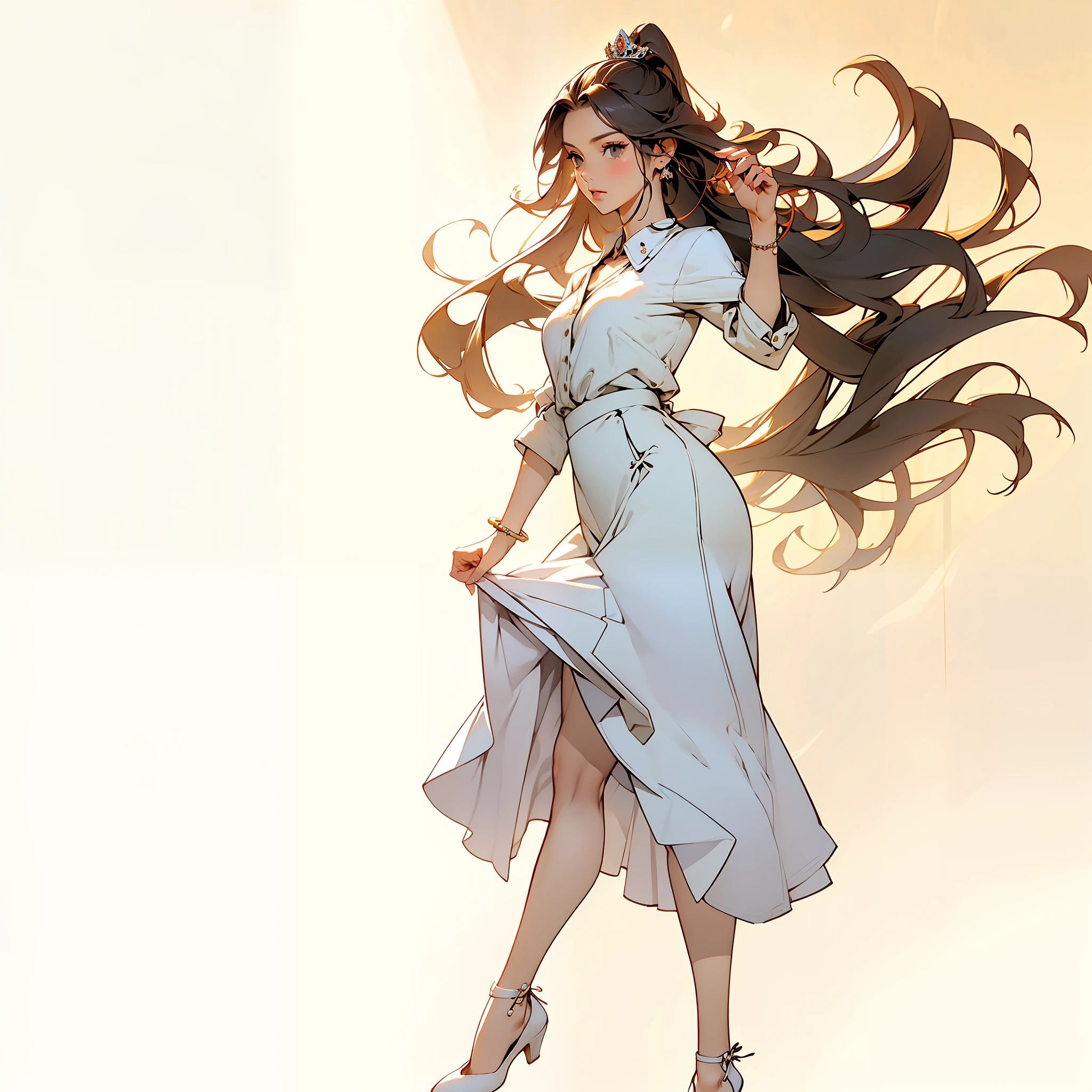 Royal sister，Long legs，Skirt set，Casual shoes，A high resolution，High Picture Quality，tmasterpiece，cg，high light