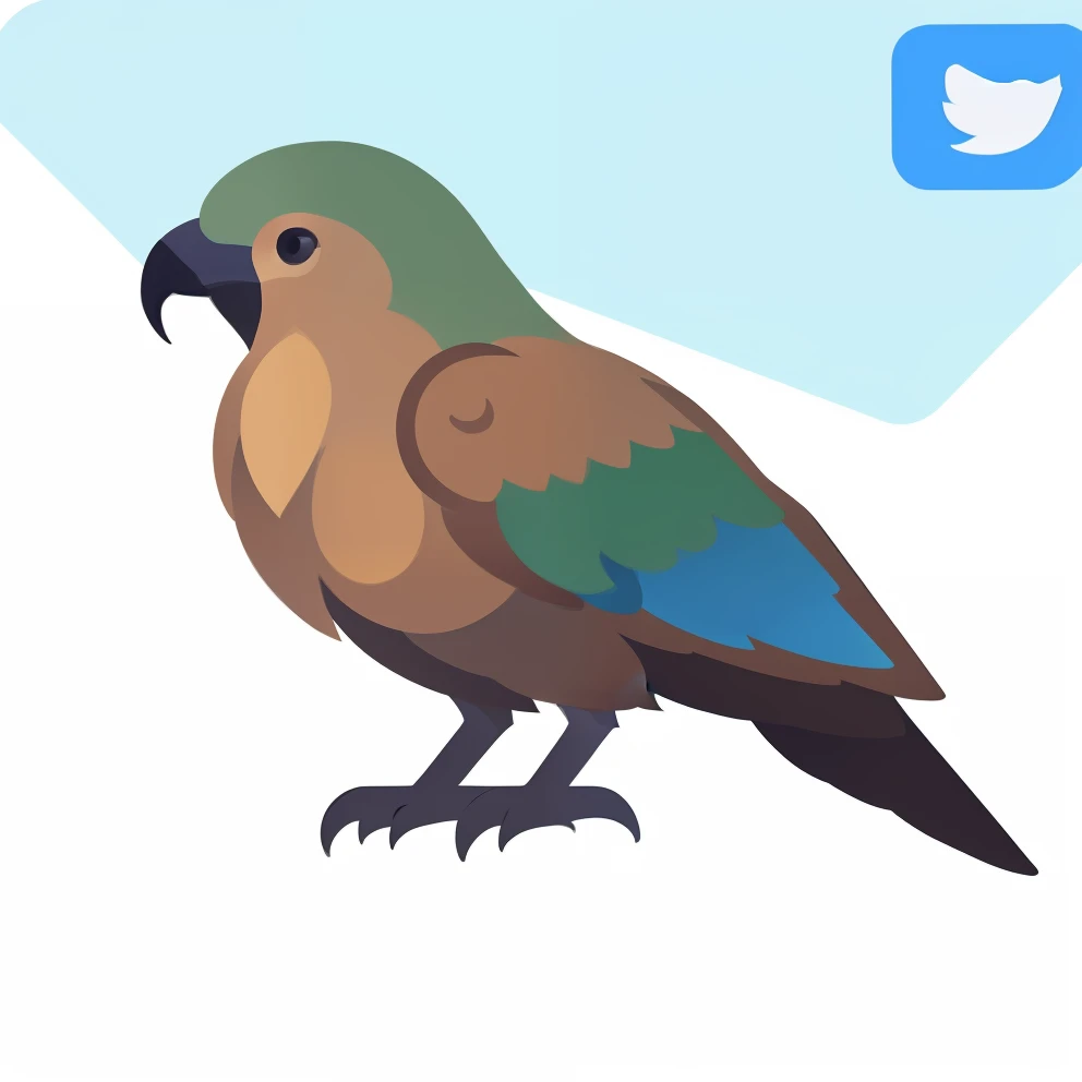 logo, similar to twitter logo, a kea, single color, transparent background