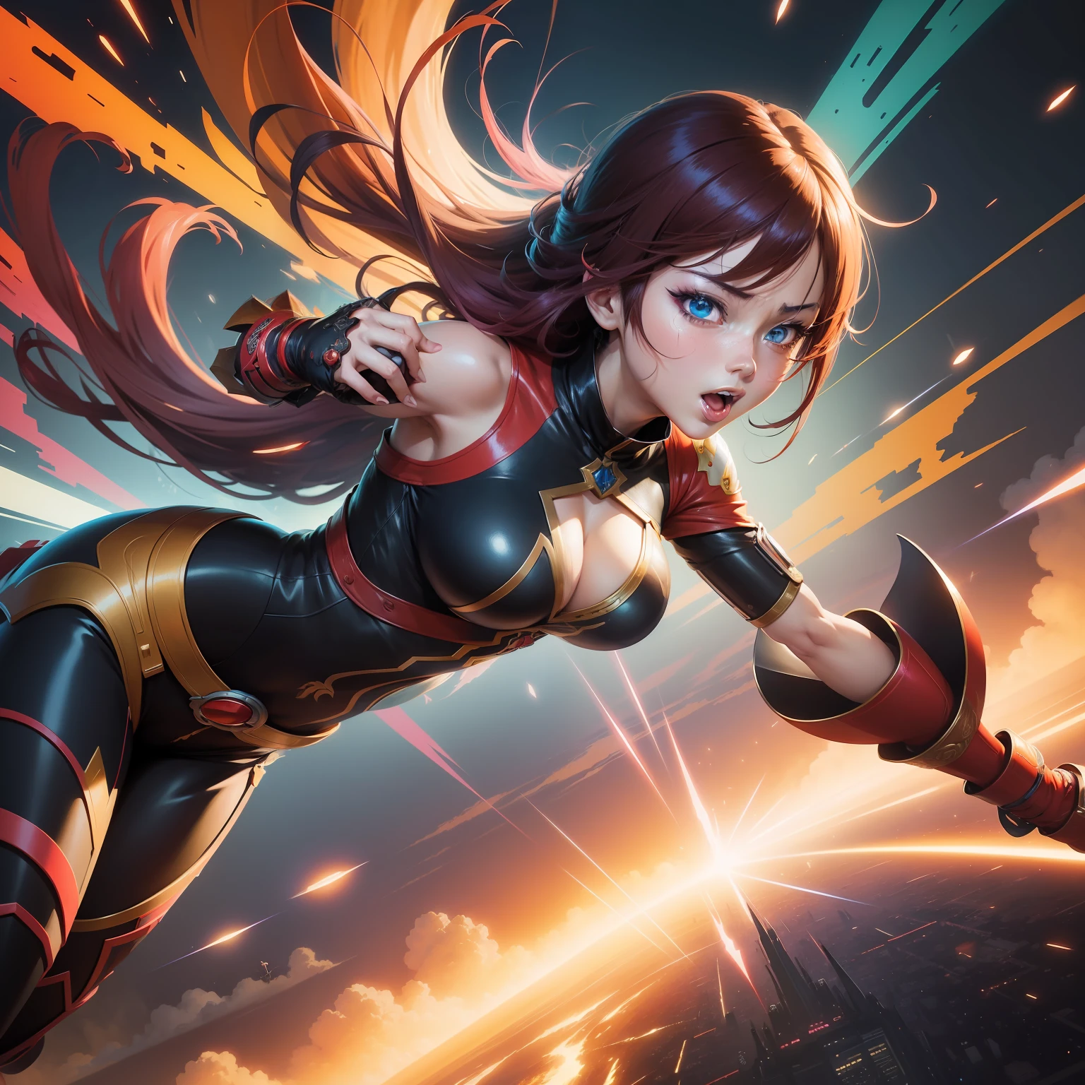 (Anime style:1.2) , colorful, vibrant, energetic characters, dynamic action scenes, expressive emotions, detailed backgrounds, intricate character designs, immersive storytelling, vibrant colors, captivating visuals, engaging plot, fantasy elements, deep character development.