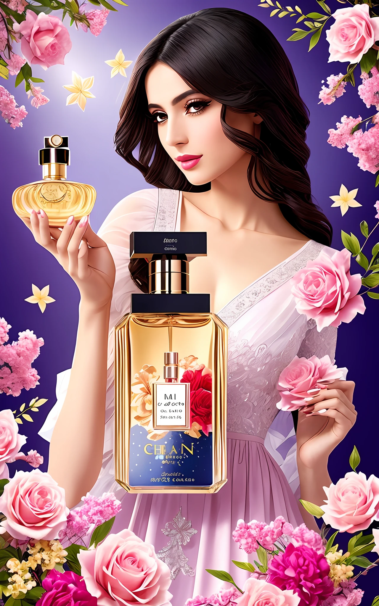 A perfume advertising scene with iranian symbols