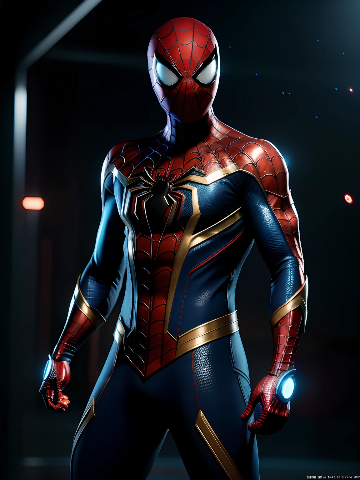 midjourny-v4 style, Professional Photoshot medium a spiderman perfectly played by gwen Stacy with highly detailed intricate cybernetics outfit, highly detailed beautiful face, standing in darkness with black particles surrounded the body, proportional body shape + perfect anatomy, symetrical dynamic pose, volumetric shadow, neon glowing dust particles effect + detailed particles, full hd render + 3d octane render + unreal engine 5 graphic 4k UHD + immense detail + dramatic lighting + well lit + intricate + fine details + octane render + Ray tracing + 8k + sharp focus + high vibran contrast, in the style Marvel style, trending on ArtStation