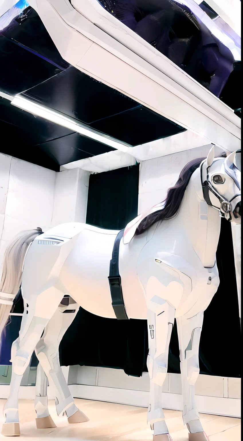 Female centaurs，She is famous in the multiverse，She is both a female centaur, half human, half horse, half horse，is also a female heroine。She mixed two images，The first is a horse's head/Neck/Shoulder these parts，After feminization，The upper body transforms into a beautiful human，Female, Centaurs, Half-human, half horse, Half-human，The second is the waist of the horse/hason/gluteal/Feminization of the legs，Female half-horse with beautiful woman's，Chimer，It's like a female human wearing a half-horse costume，Make seamless chimeras。，This chimerization is based on powerful futuristic technology。The ultra-wide-angle lens captures images of her sleek, ethereal wings charging and jumping across the ionosphere。Her front half is distinctly feminine，Tall and sexy body，Has K-cup teardrop-shaped breasts chest，It has a small man's waist butterfly spanning long legs，The half-horse part of the hind body，Embedded in the front half of the body's hip position。Horse shape, The half-horse torso form of her back body is entirely feminine and human。A sexy curved dog-style ribcage is embedded from the upper end of the sternum into the lower back position of the beauty's body/lower back/Ventral。Then there are the straight buttocks of sexy beauties，Her entire body has been completely feminized，Including the half-horse part。Mechanized armor covers the legs with knee-shaped anti-joints and feet，And these parts are highly anthropomorphic，This makes her legs graceful and slender，Her four horse legs exploded in proportion to length，Slim and toned，Under the legs are skinny white feet wearing skyscraper heels，Use the advanced stroke tools and color palettes halfway through, and texture packs, Model package, and texture tools，Concentration，Feminize all parts of its original horse's physiological appearance，And give these parts an ergonomic appearance，Fine treatment of the thoracic and abdominal cavity of the hind body，As well as the hips and legs，Closely connected structural details，Tighten the tra