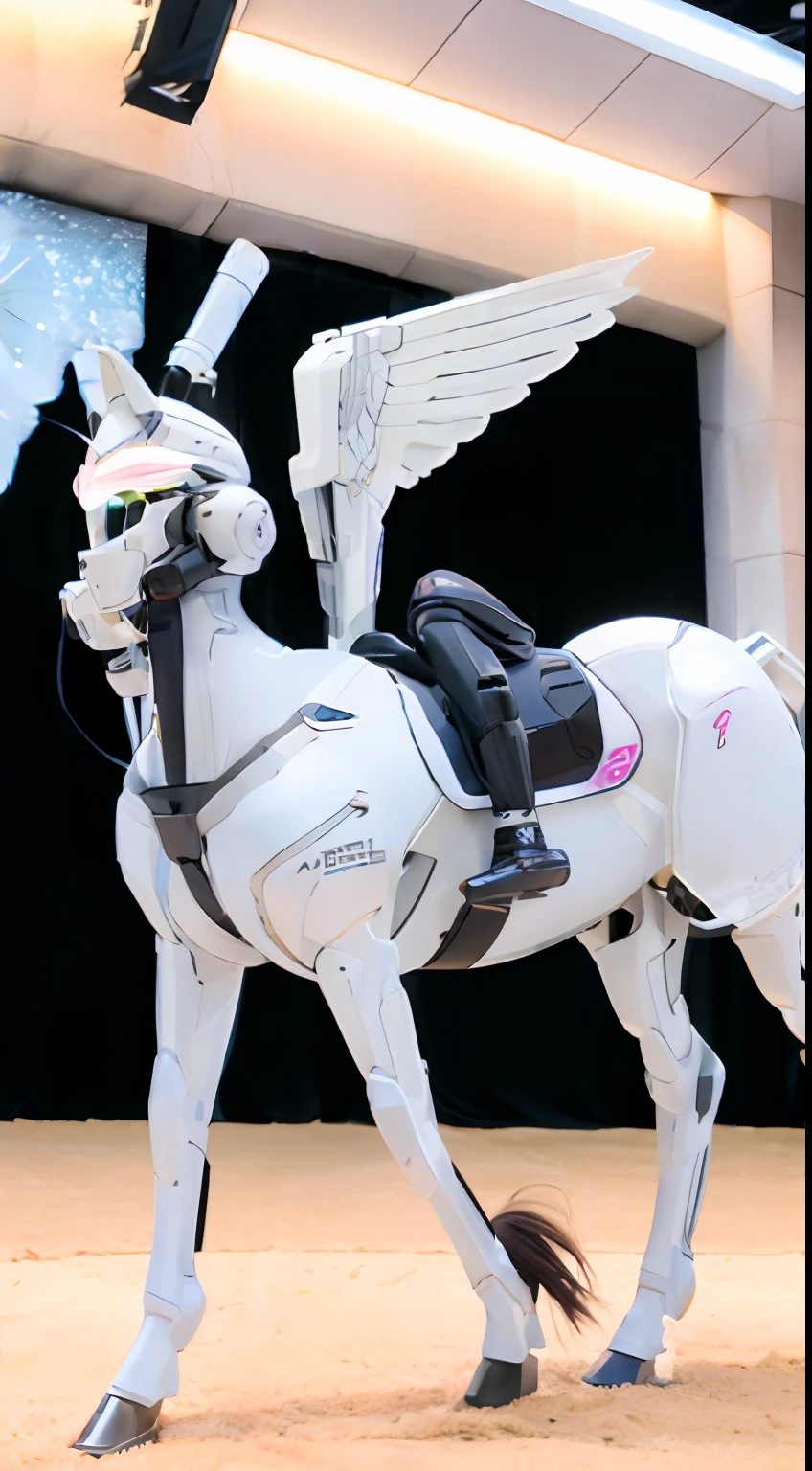 A female centaur,She is famous in the multiverse,She is both a female centaur, half human, half horse, half horse,It is also a female Yingzhao。She blends both images,The first is the head of a horse/neck/Shoulder these parts,After feminization,The upper body transforms into a beautiful female human,Female, half-centaur, half-human, half-horse, half-human,The second is the waist of the horse/hason/gluteal/Legs feminine,Female half-horse with beautiful woman's,Chimer,It's like a female human wearing a half-horse-like costume and making a seamless chimera,This chimerization is based on powerful futuristic technology。The ultra-wide-angle lens captures the image of her sleek and ethereal wings charging and leaping on the ionosphere。Her front half is distinctly feminine,Tall sexy body,Has K cup teardrop-shaped giant tit chest,It has a small man's waist butterfly spanning long legs,The half-horse part of the hind body,Embedded interface in the front half of the body hip position。The horse-shaped, half-horse torso form of her back body is completely female and humanized。A sexy bent dog-style shaped ribcage embedded in the lower back position of the beautiful woman's body from the upper end of the sternum/lower back/Ventral transverse。Then there are the sexy beauty's upright hips,Her entire body has been completely feminized,Including the half-horse part。Mechanized armor covers the legs with knee-shaped anti-joints and feet,And these parts are highly anthropomorphic,This makes her legs graceful and slender,Her four horse legs exploded in length proportions and was slender and toned,Under the legs are skinny white feet dressed in Skyscraper Heels,Use Midjourney's advanced stroke tools and color palettes, as well as texture packs, model packs, and texture tools,Concentration,Femaleize all parts of her original equine physiologic appearance,And give these parts an ergonomic appearance,Fine treatment of the thoracic and abdominal cavity of the posterior body,As well as hips and