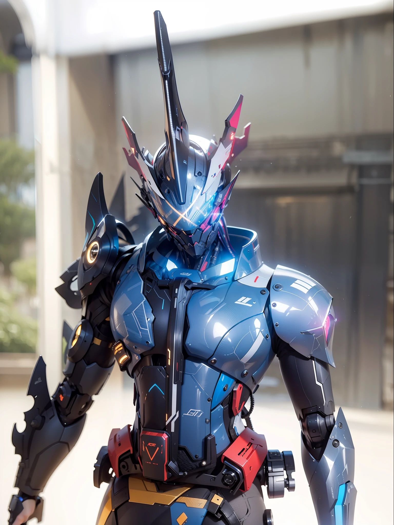 Realiy,photorealestic,Machinary,mechs,Technologie,musculous,glowing light eyes,Burly body,style of photography,Real scenery(Metallic texture 1.8)(Excess detail 2)(High resolution1.6)(4K clarity1.9)(Carbon fiber 1.5)(Metal reflection 1.5),Neon lights,obi strip(1:1)