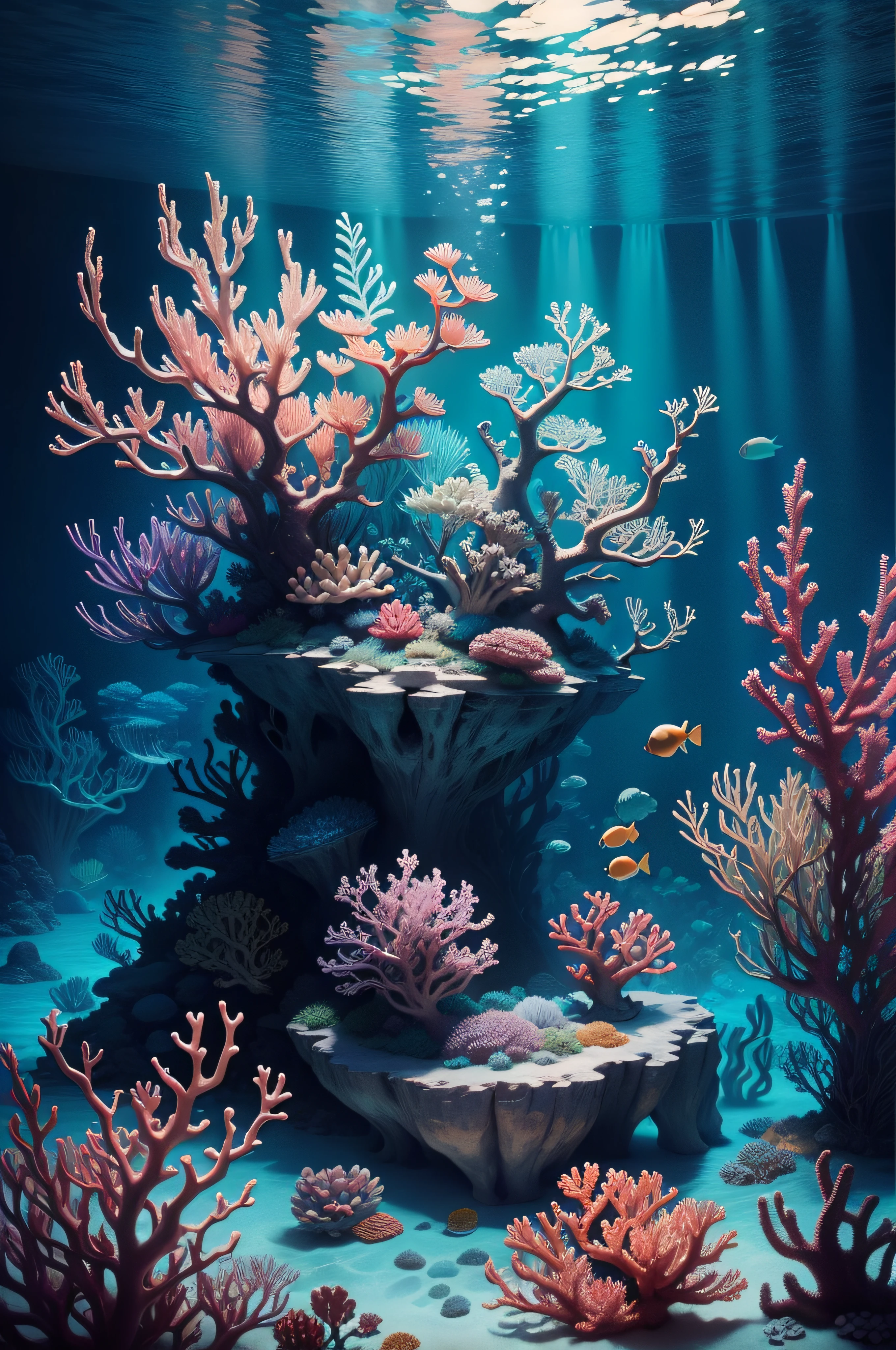 Underwater Wonderland: Design an enchanting underwater scene with colorful coral reefs, exotic fish, and mesmerizing marine life.
