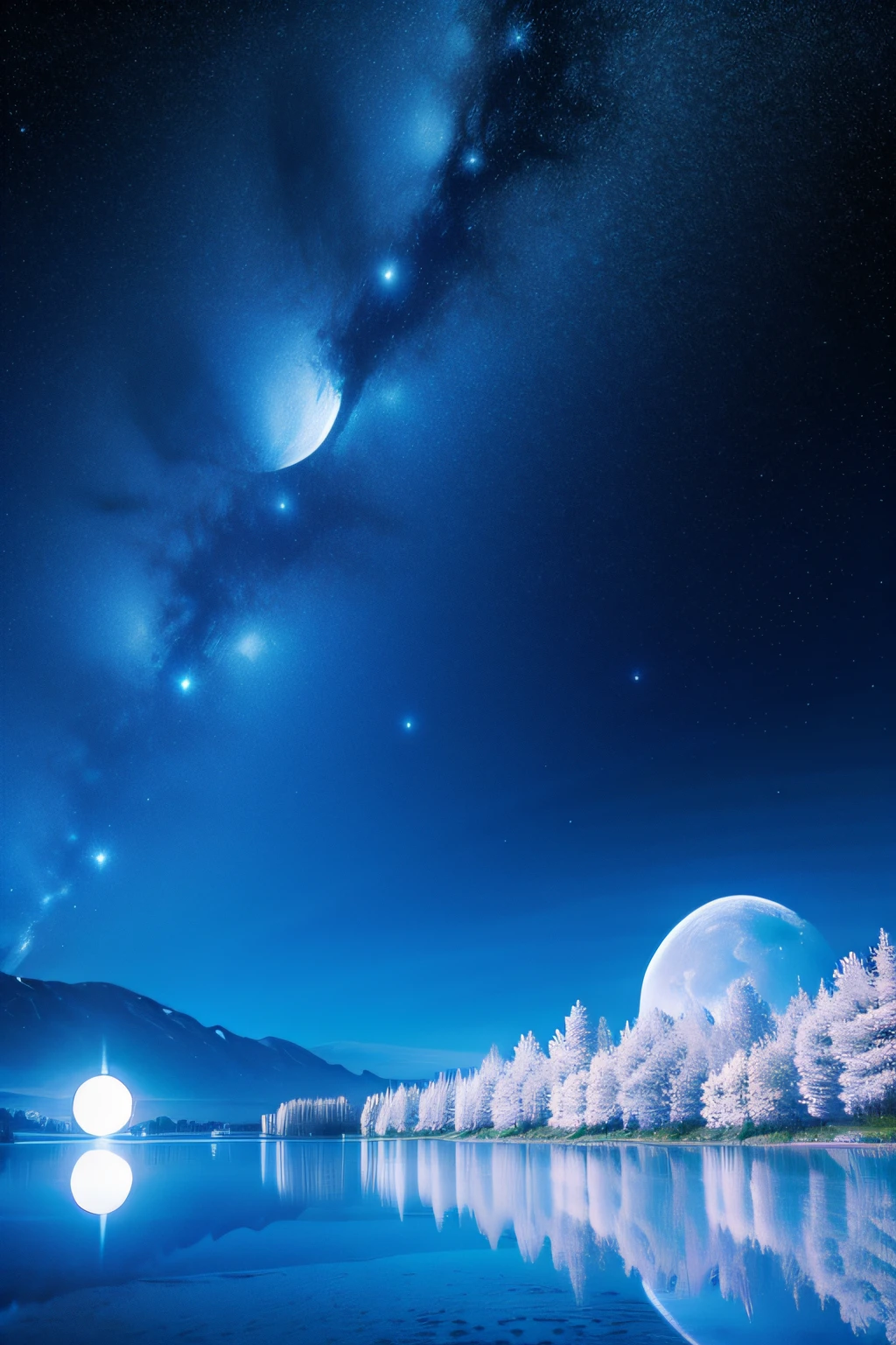 High quality beautiful starry sky and moon