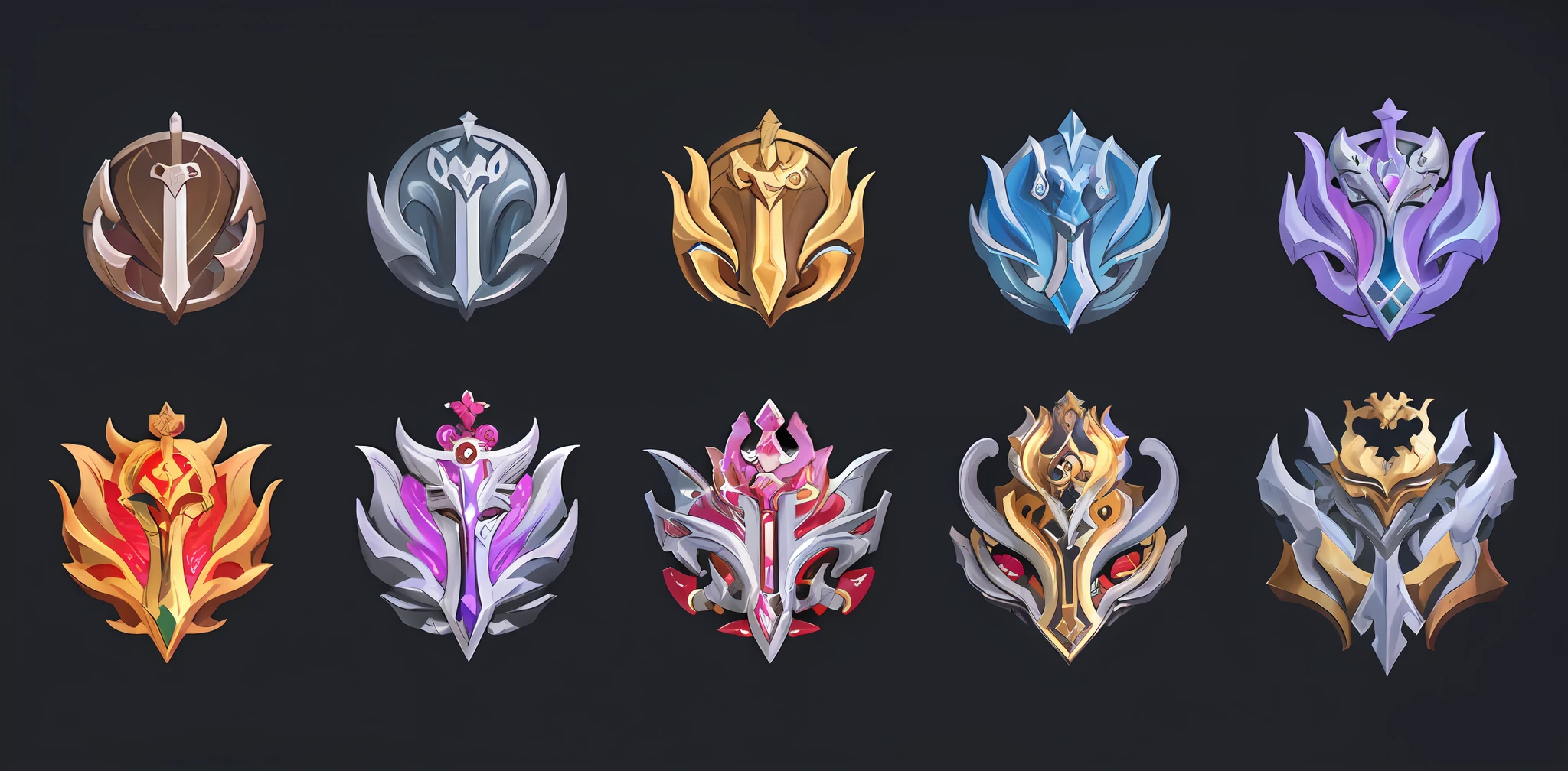 Game badge，Ten levels of quality，Game fragment badge,game prop, Realisticstyle,Sketch relationships，Structurally sound, Material description，gameicon, game icon asset, Badge props, Chinese style realistic style