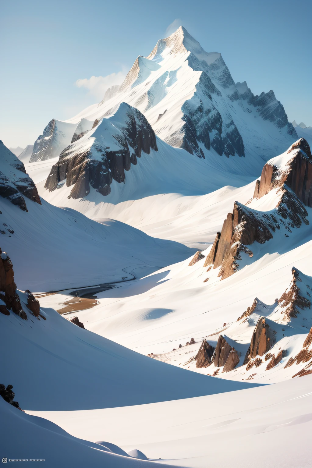 A snowy mountain,Real shooting