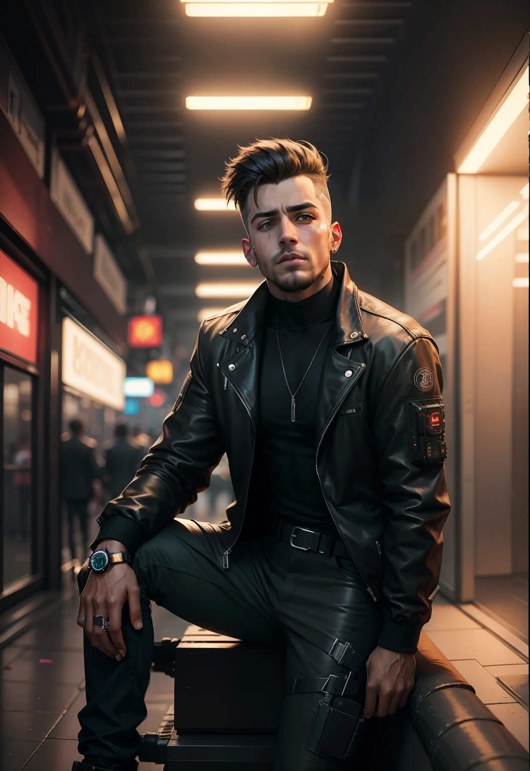 Change background cyberpunk handsome boy, realistic face, 8k, ultra realistic