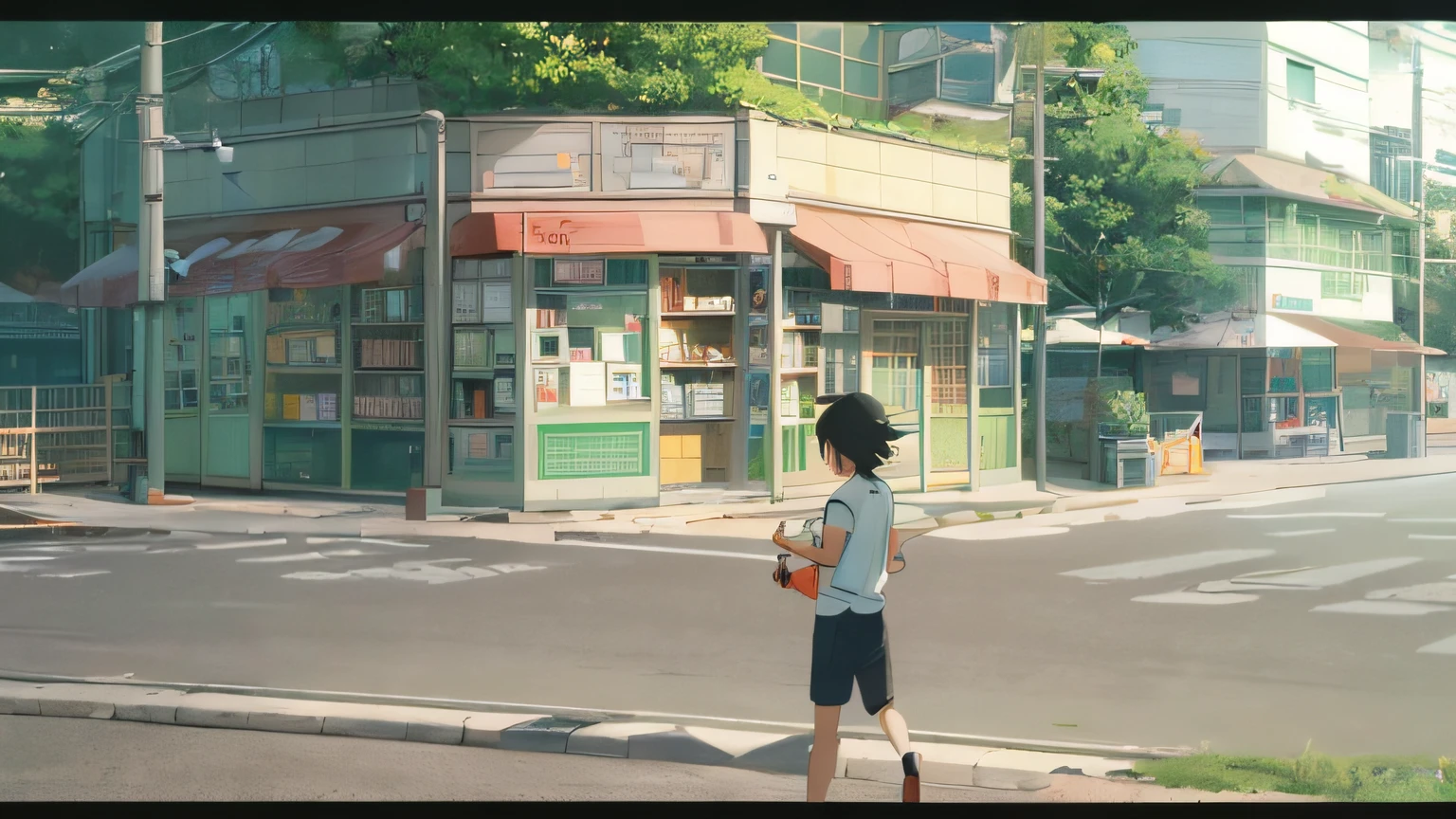 （tmasterpiece，best qualtiy）， intricately details， 8K， art  stations， the wallpaper， offcial art， splashart， tack sharp focus，Street anime scene, anime movie screenshot, anime movie scene, incredible anime movie scene, makoto shinkai movie, in the style of makoto shinkai, Makoto Shinkai's style, ( ( Makoto Shinkai ) ), convenience store, studio ghibli anime screenshot, tokyo anime anime scene, Shinkai sincerely, In Studio Ghibli style