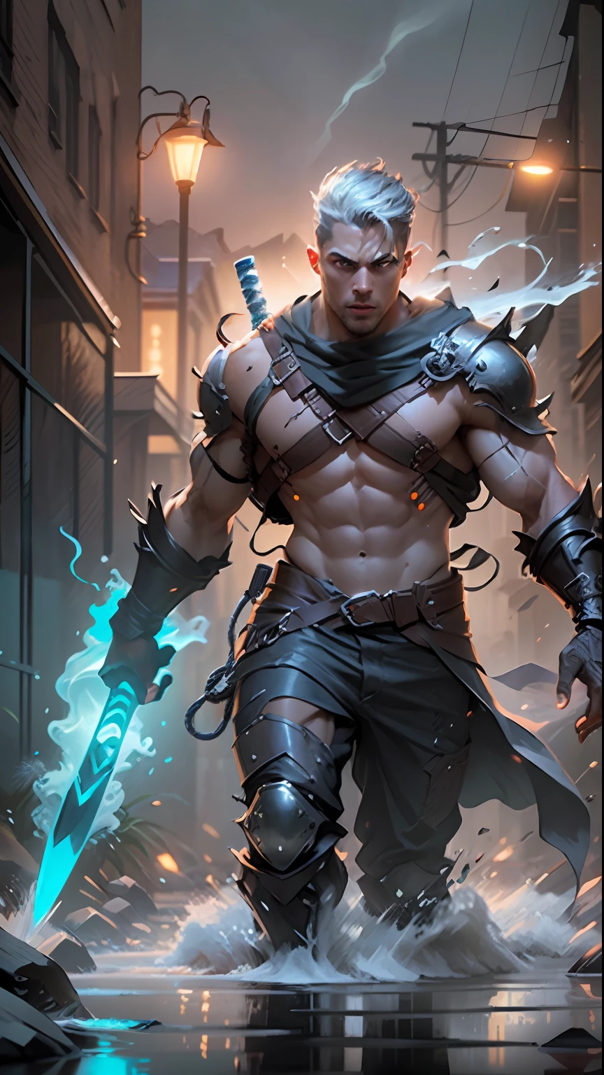 **3D look, A stunning full body portrayal of christiano ronaldo as leonidas in the 300 movie in the midst of an intense nighttime battle. Nightmare. Japanese style. Cyberpunk. lightning. The dynamic composition showcases the powerful, fluid movements, with muted hues that heighten the dramatic action. impressive, surreal, cinematic lighting, cinematic photoshot, extremely detailed and complex, VFX volume fog around, nighttime, super max, surreal, super detailed, high contrast, Rtx on, Hdr, photography, realistic, dof on, fov on, motion blur, lens flares on, 50mm Prime f/ 1. 8, White balance, Super resolution, Megapixel, ProPhoto RGB, VR, high, epic, Rear half lighting, Lights background, natural lighting, incandescent light, fiber optic, mood lighting, cinema lighting, studio lighting, soft illumination, volumetric, contrast, dark lighting, accent lighting, projection global illumination, Screen space global illumination, Ray tracing global illumination, Red fringing light, 45% cold color grading, Optics, Scattering, Glow, Shadows, hyperrealism, green glowing eyes, Caustic water, refraction water, exquisite detail, intric ately - detailed, ultra - detailed photography, high - sharpness, high reflection, award - winning photograph