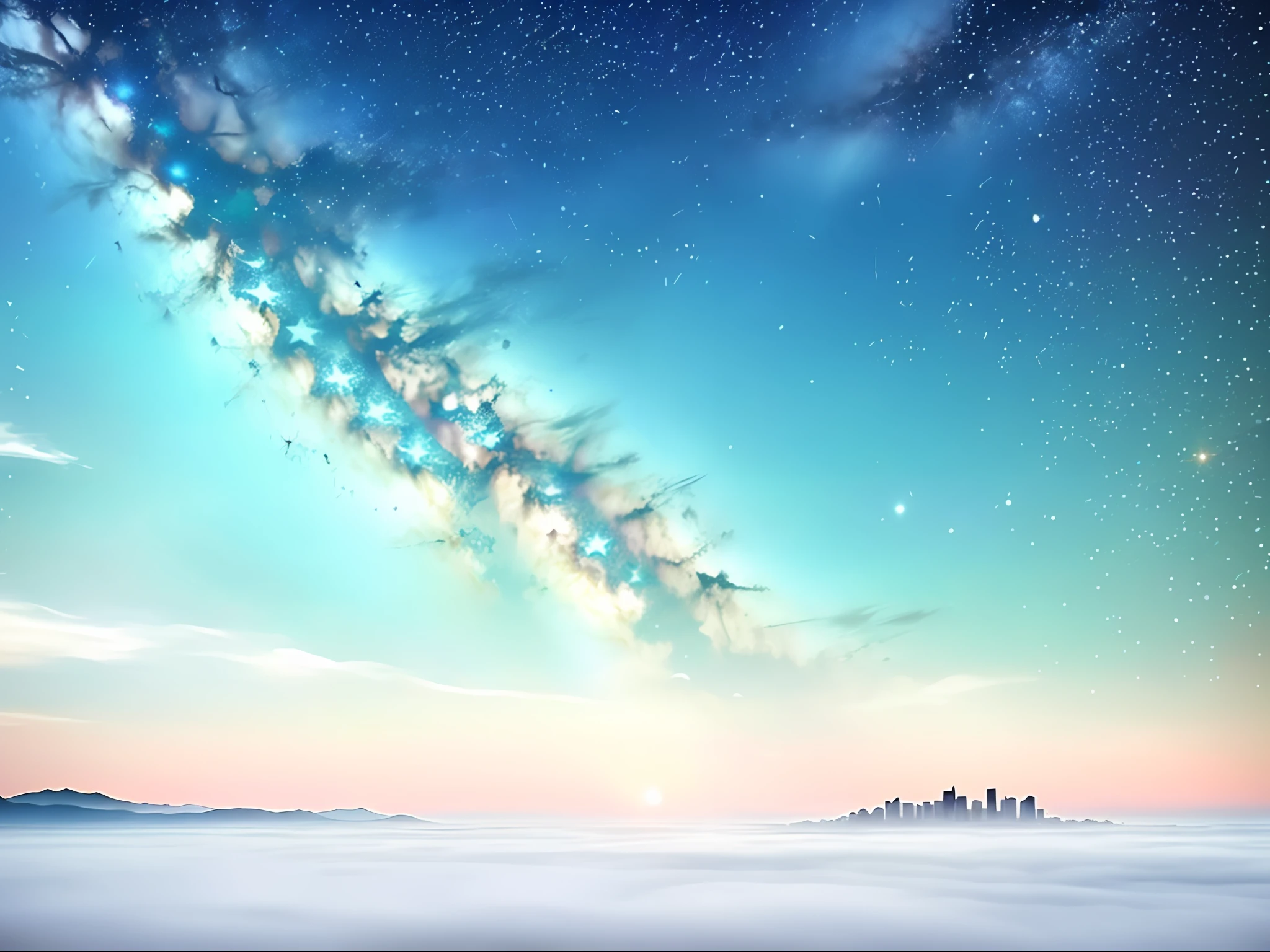 Starry sky, located in the starry sky, floating city, dream, masterpiece