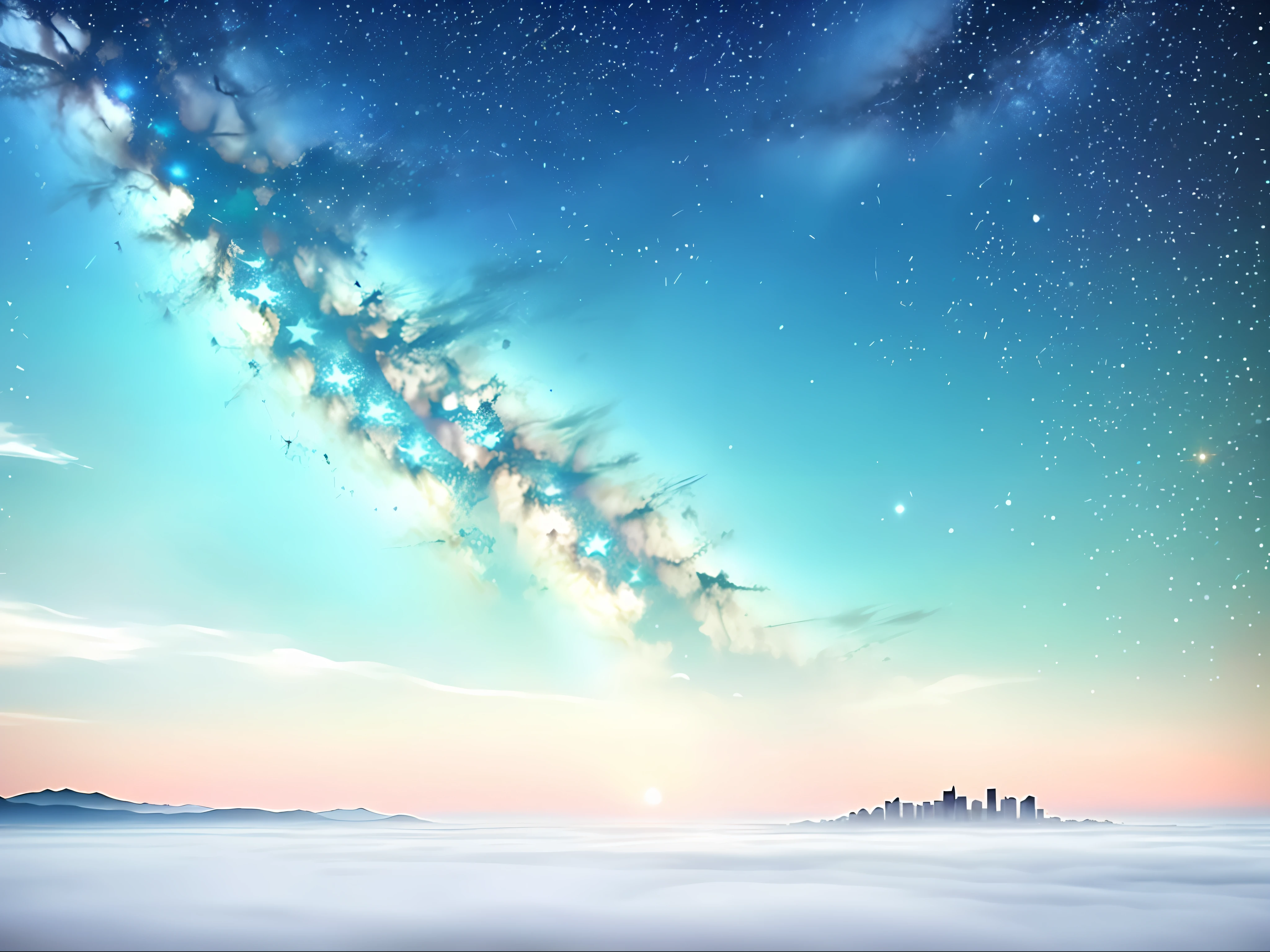 Starry sky, located in the starry sky, floating city, dream, masterpiece