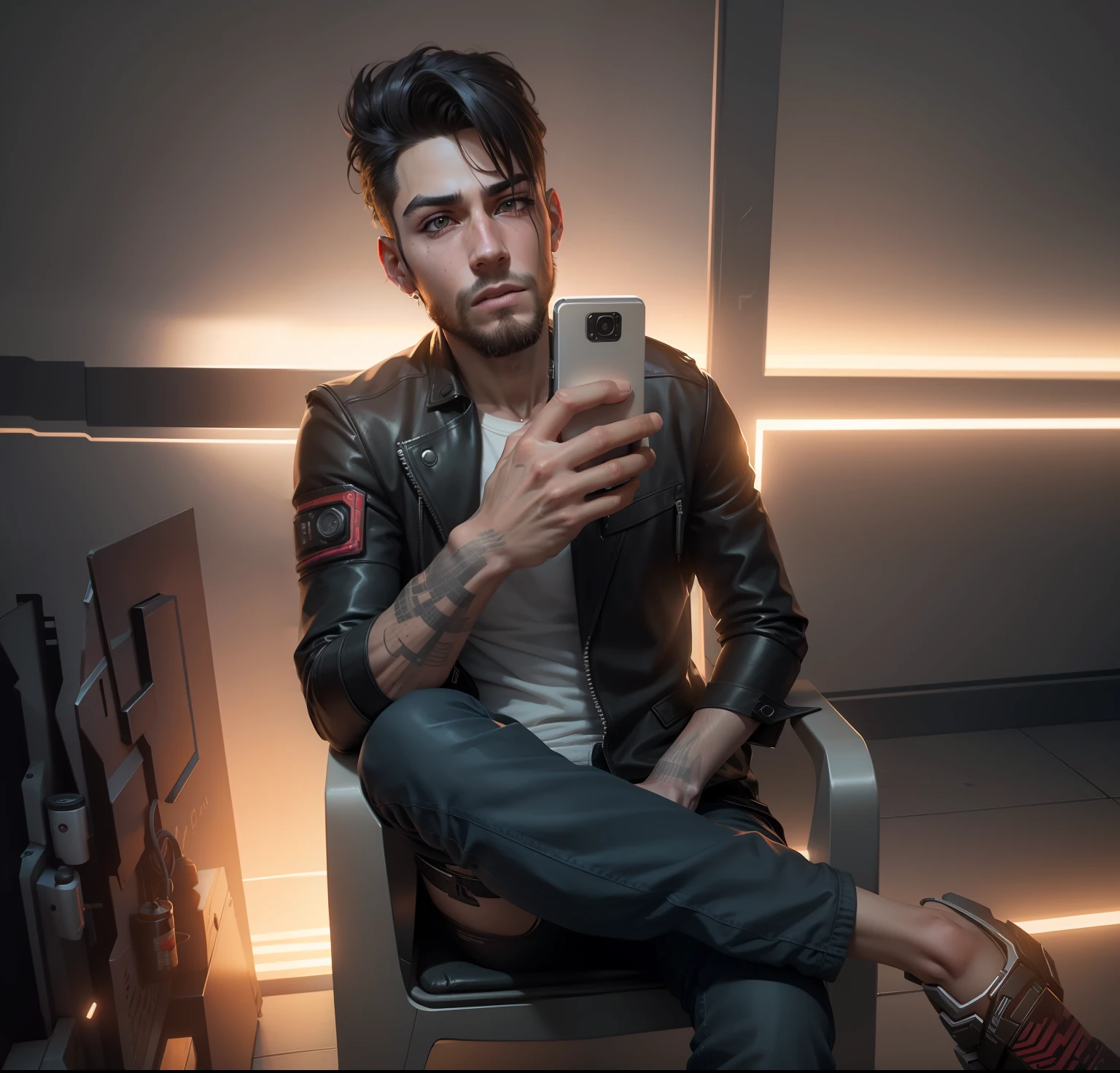 Change background cyberpunk handsome boy, realistic face, 8k, ultra realistic