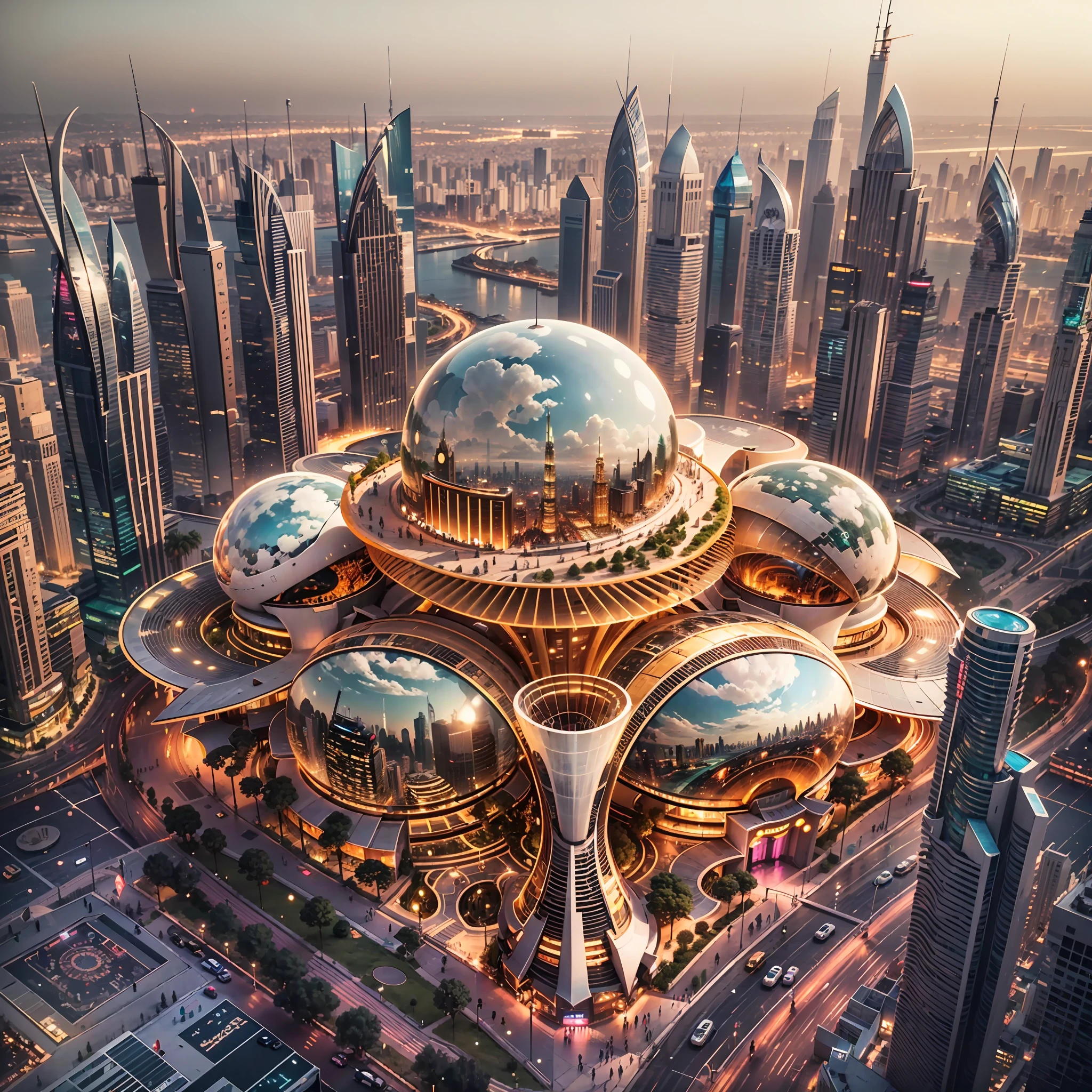 Enter a fascinating vision of the future through captivating futuristic imagery of the city of Dubai. The towering giant skyscraper is decorated with gold ornaments and a smooth glass curtain wall,pierce the sky, The vibrant lights of the city that never sleeps. In the midst of a bustling cityscape, An iconic giant pyramid-style high-tech building, Its architectural marvels are enhanced in a futuristic style. When the hovercar glides easily through the air,The city is full of life,Full of life。,Full of life。,Full of life。,Full of life。,Full of life。,Full of life。,Full of life。,Full of life。,Full of wealth。,Full of luxury。,Full of technology。。, State-of-the-art technology blends seamlessly with traditional Arabian luxury urban structures. This stunning work of art, Wear a sumptuous Arabian burqa,Arabian beauty covered in a gold veil,Standing on Balcony,Watch the magnificent city use Pixai to bring powerful AI models to life, Show the limitless creativity and possibilities of our imagination. Experience the future of the cityscape at Pixai,Immerse yourself in a visionary world of art