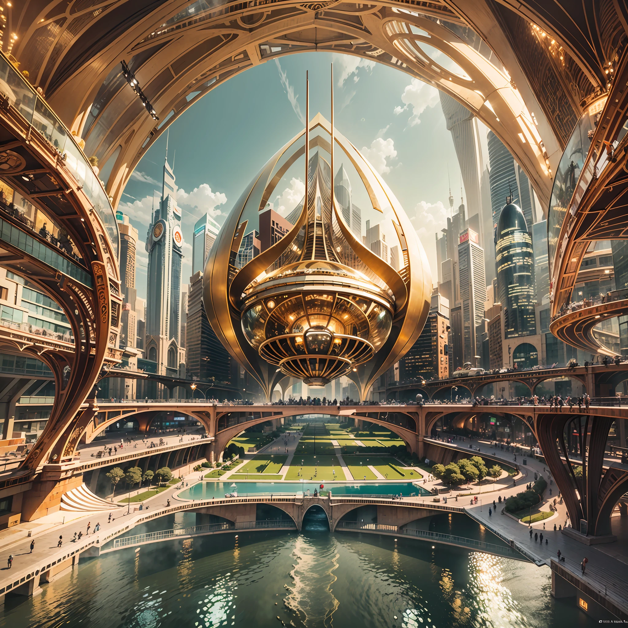Enter a fascinating vision of the future through captivating futuristic imagery of the city of Dubai. The towering giant skyscraper is decorated with gold ornaments and a smooth glass curtain wall，pierce the sky, The vibrant lights of the city that never sleeps. In the midst of a bustling cityscape, An iconic giant pyramid-style high-tech building, Its architectural marvels are enhanced in a futuristic style. When the hovercar glides easily through the air，The city is full of life，Full of life。，Full of life。，Full of life。，Full of life。，Full of life。，Full of life。，Full of life。，Full of life。，Full of life。，Full of wealth。，Full of luxury。，Full of technology。。, State-of-the-art technology blends seamlessly with traditional Arabian luxury urban structures. This stunning work of art, Wear a gorgeous Arabian burqa，Arabian beauty covered in a golden veil，Standing on Balcony，Watch the magnificent city use Pixai to bring powerful AI models to life, Show the limitless creativity and possibilities of our imagination. Experience the future of the cityscape at Pixai，Immerse yourself in a visionary world of art