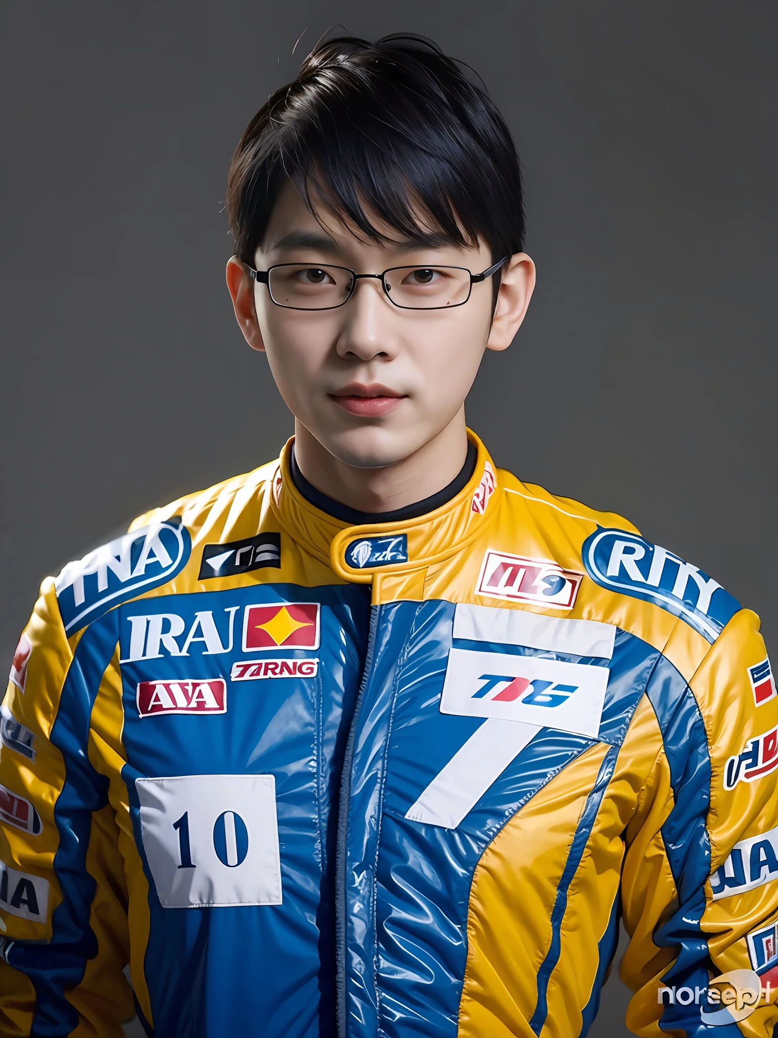 A man wearing Lin Zhiying's racing costume