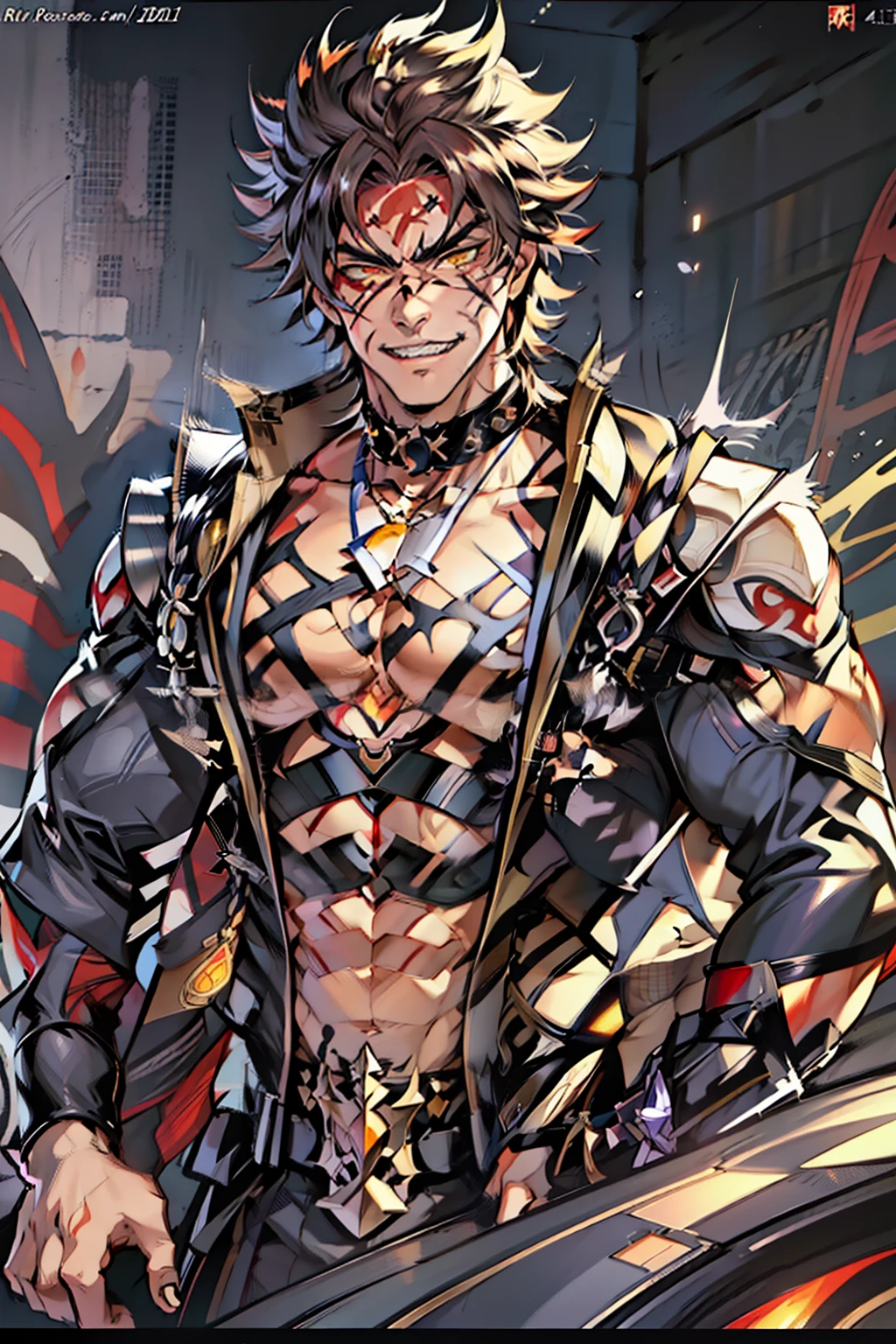 《the original god》Arataki Kazuto , male people,brunette color hair, chest muscle,(( Sexy )), Venom symbiote for your body, Black mucus of the body , into venom, (venomize),Black bodysuit,(Cloak),Red cape,Abs,(Adult male)((Venom possession,venom symbiote)),struggling,Battle damage,((Masterpiece)), ((Best quality)), Ultra detailed,((illustration)), Dynamic Angle, Detailed light, (Delicate eyes), Floating, 1boy, Male focus, Head, Clothing, Yellow eyes, necklace, tattoo, (Forehead:0.8), (ahoge:0.8), jewelry, brunette color hair,apathy,Ray, chest muscle, Sexy , Venom symbiote for your body, Black mucus of the body , (into venom), Venom,frontage,Bust photo,White tight-fitting top,spiderman outfit,style of anime4 K, 4K anime wallpaper, Badass anime 8 K, 4 k comic wallpaper, young anime man, Anime boys, Anime wallpapers 4 k, Anime wallpaper 4K, High quality anime art style, Anime moe art style, Anime art wallpaper 8 K, Anime art wallpaper 4 K, RGB lighting