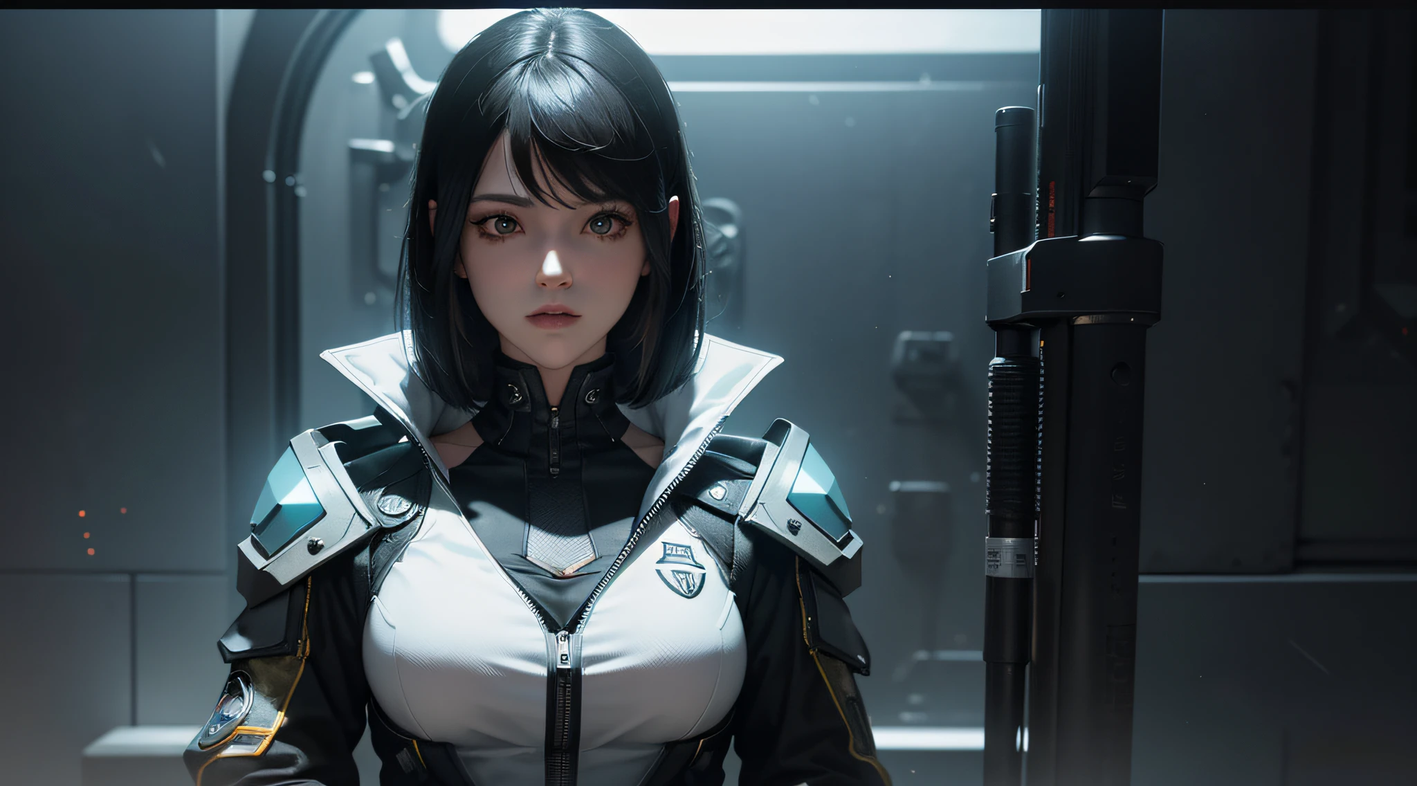 ((best qualityer)), ((tmasterpiece)), (A detailed:1.4), 3D, Portrait of a beautiful cyberpunk woman, hdr (HighDynamicRange),Ray tracing,NVIDIA RTX,Hyper-Resolution,illusory 5,Subsurface scattering,PBR Texture,Post-processing,Anisotropic filtering,depth of fields,Maximum clarity and sharpness,Many-Layer Textures,Albedo and specular maps,Surface coloring,Accurate simulation of light-material interaction,Perfect proportions,rendering by octane,Two-tone lighting,Wide aperture, Low ISO, White balance, Rule of thirds, 8K raw data,Write sword