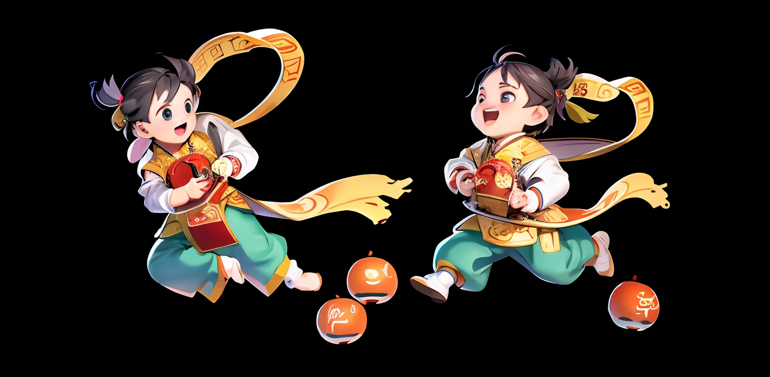 A boy with,one-girl,The boy in the Chinese New Year painting,Ancient children,adolable,The fairy child of Taishang Laojun,Concept setting,4K,highly accurate,Cinematic level,Clear facial features,k hd,detail-rich,ssmile,3 d modelling,