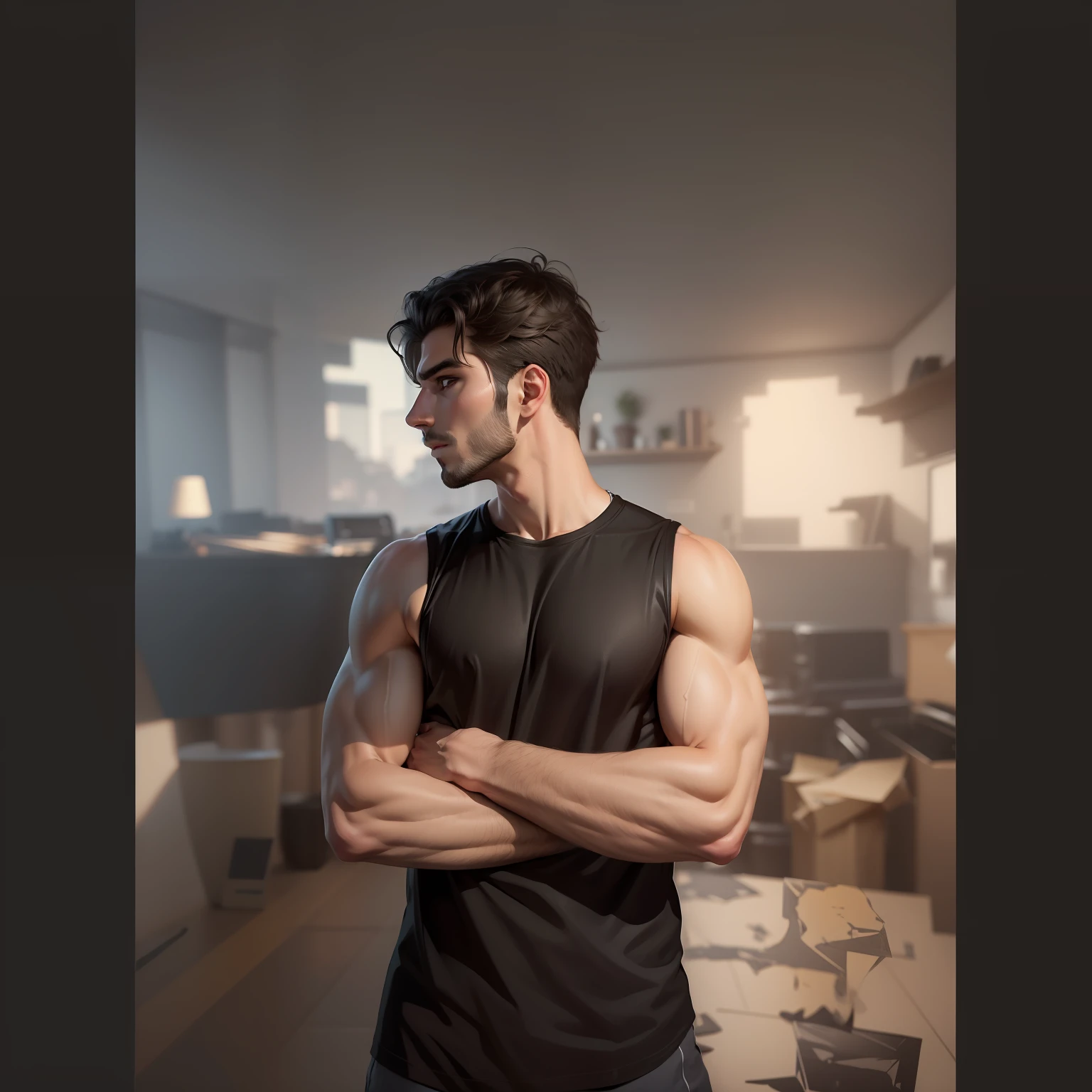 Change background realistic face handsome man asthetic body 8k black tshirt