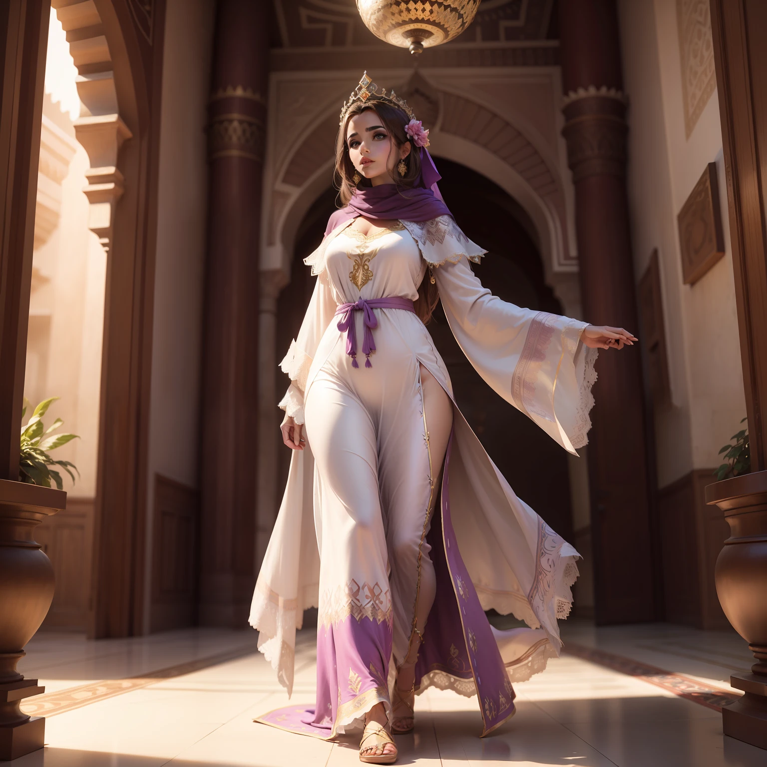 Very beautiful Princesse wearing caftan outfit in riad