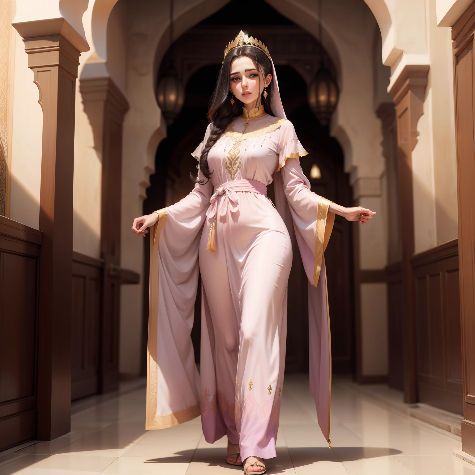 Very beautiful Princesse wearing caftan outfit in riad