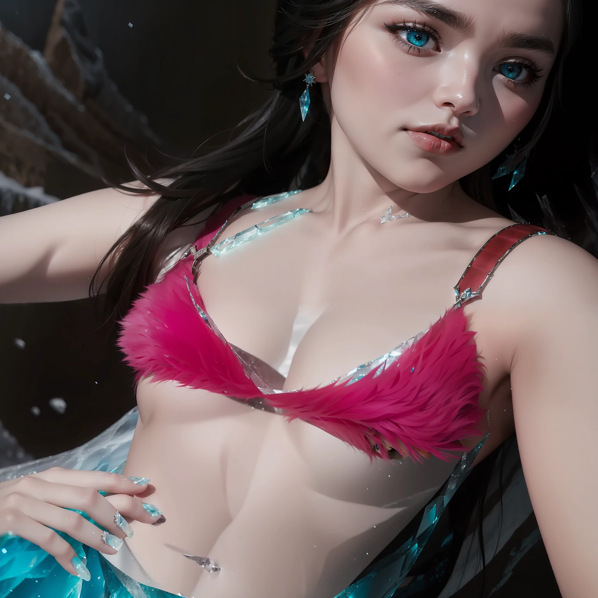 "The icy landscapes of Freljord unfold before us, revealing their frozen beauty. A lone girl, adorned in fur-trimmed attire, stands against the harsh elements. Her piercing gaze holds the secrets of this ancient land."