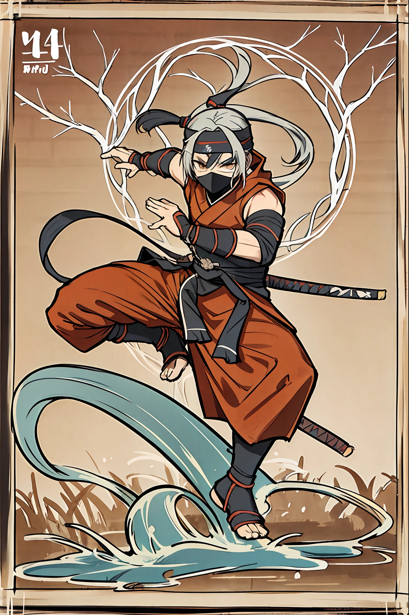 shinobi, ninja, ninja magic, by bestiary_style, masterpiece, jutsu