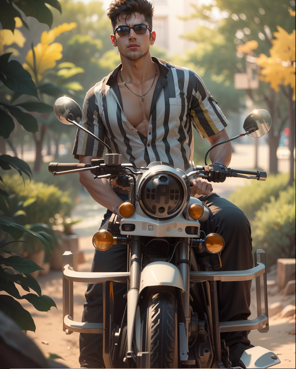 "Handsome boy with ultra-realistic features in a pristine 8k HD image without any other changes, with sunglasses."