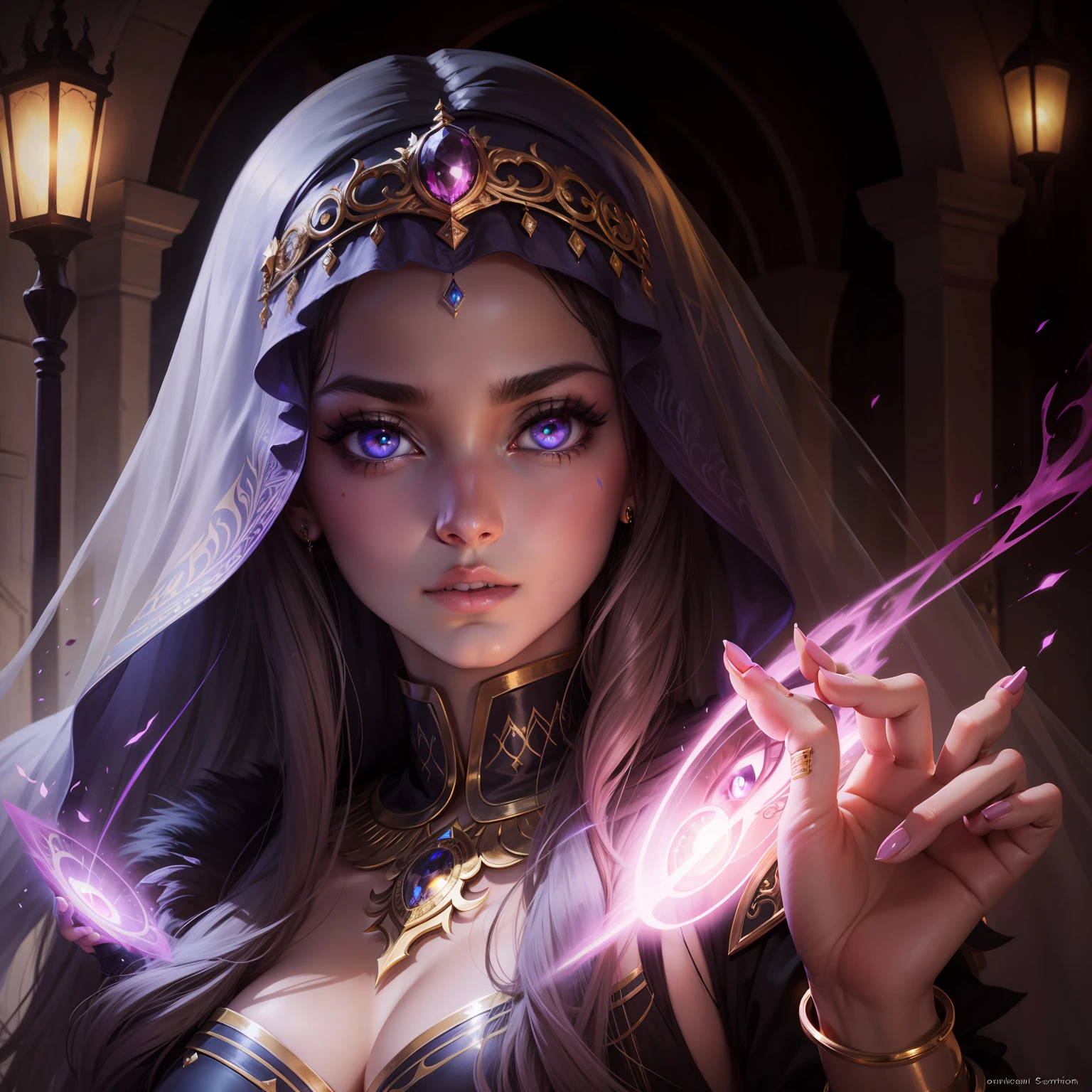 Arabian princesse with glowing eyes portrait