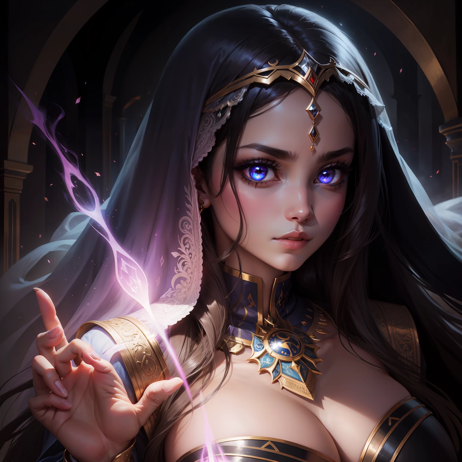 Arabian princesse with glowing eyes portrait