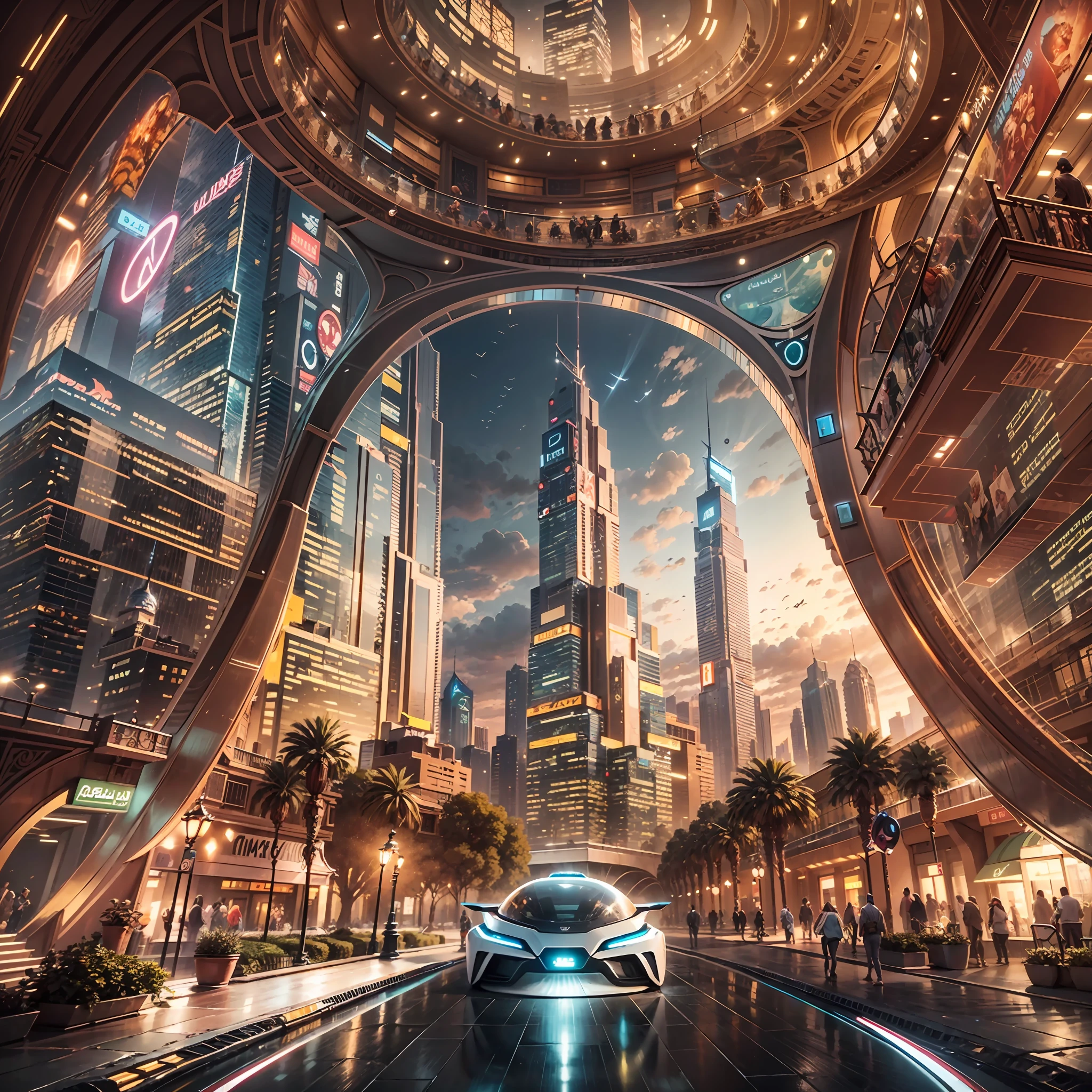 Enter a fascinating vision of the future through captivating futuristic imagery of the city of Dubai. The towering giant skyscraper is decorated with gold ornaments and a smooth glass curtain wall,pierce the sky, The vibrant lights of the city that never sleeps. In the midst of a bustling cityscape, An iconic giant pyramid-style high-tech building, Its architectural marvels are enhanced in a futuristic style. When the hovercar glides easily through the air,The city is full of life,Full of life。,Full of life。,Full of life。,Full of life。,Full of life。,Full of life。,Full of life。,Full of life。,Full of life。,Full of life。,Full of life。,Full of life。,Full of life。,Full of wealth。,Full of luxury。,Full of technology。。, State-of-the-art technology blends seamlessly with traditional Arabian luxury urban structures. This stunning work of art, Wear a gorgeous Arabic burqa,Arabian beauty covered in a golden veil,Standing on Balcony,Watch the magnificent city use Pixai to bring powerful AI models to life, Show the limitless creativity and possibilities of our imagination. Experience the future of the cityscape at Pixai,Immerse yourself in a visionary world of art